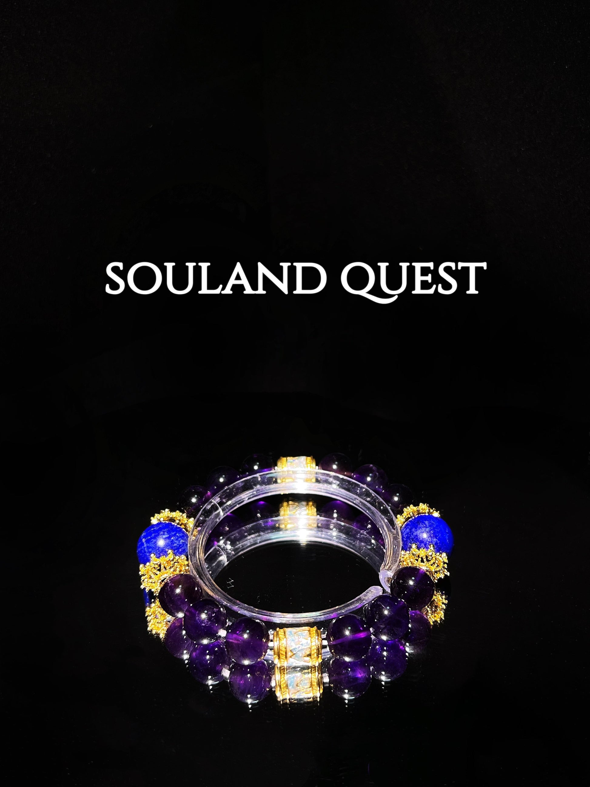 Serenity Beacon Bracelet – Amethyst, Lapis Lazuli & Gold with Blue Enamel for Peace & Clarity - Souland Quest