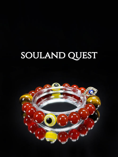 ✨ Red Agate & Golden Tiger’s Eye Evil Eye Bracelet – Strength, Protection & Vitality
