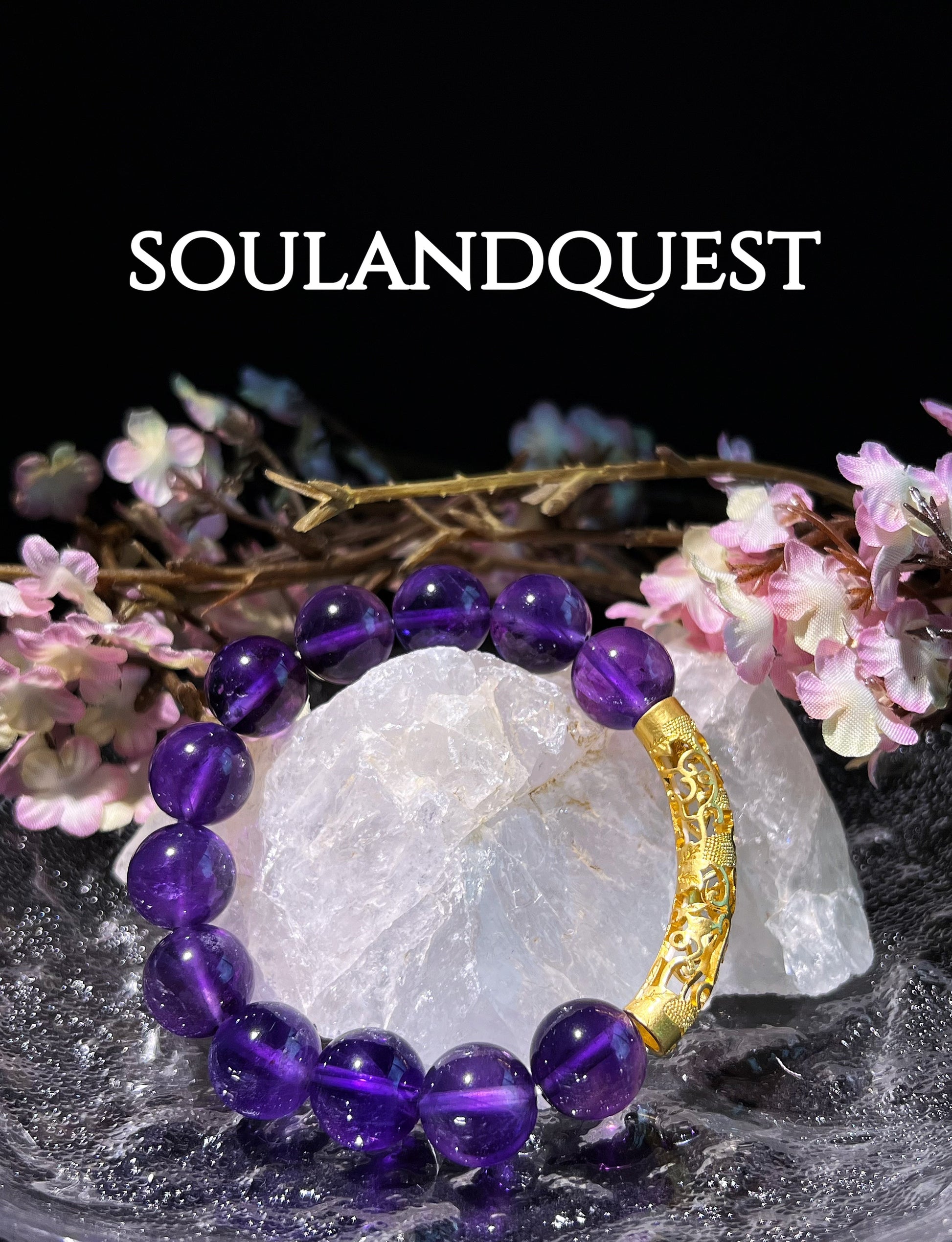 Amethyst Bracelet with Golden Bend – Spiritual Insight, Calm & Chakra Alignment - Souland Quest