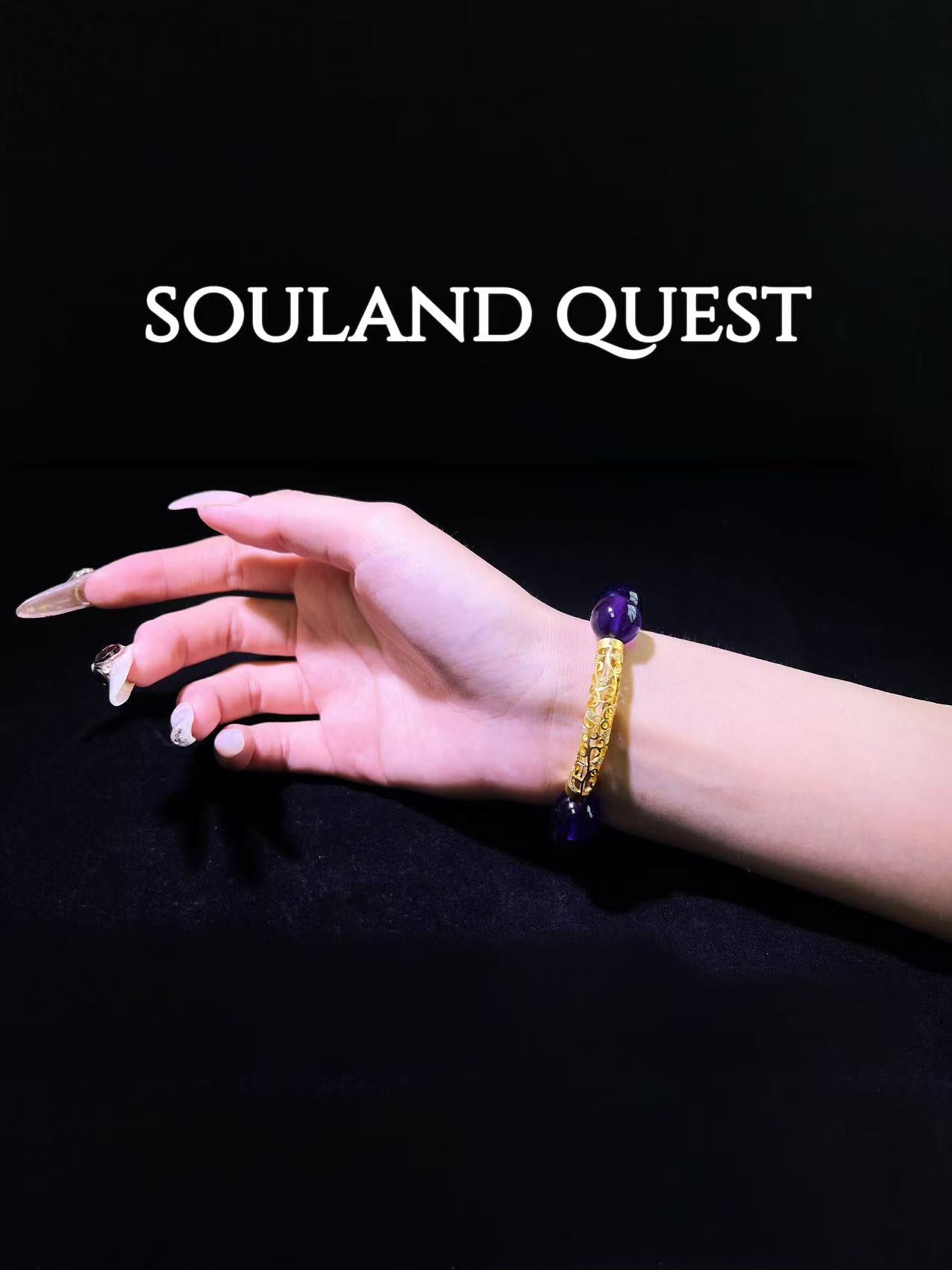 Amethyst Bracelet with Golden Bend – Spiritual Insight, Calm & Chakra Alignment - Souland Quest