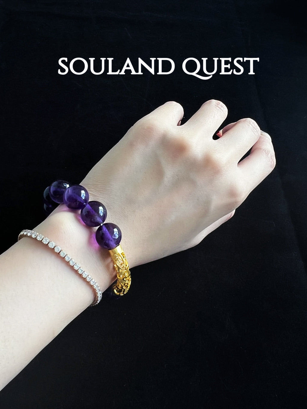 Amethyst Bracelet with Golden Bend – Spiritual Insight, Calm & Chakra Alignment - Souland Quest