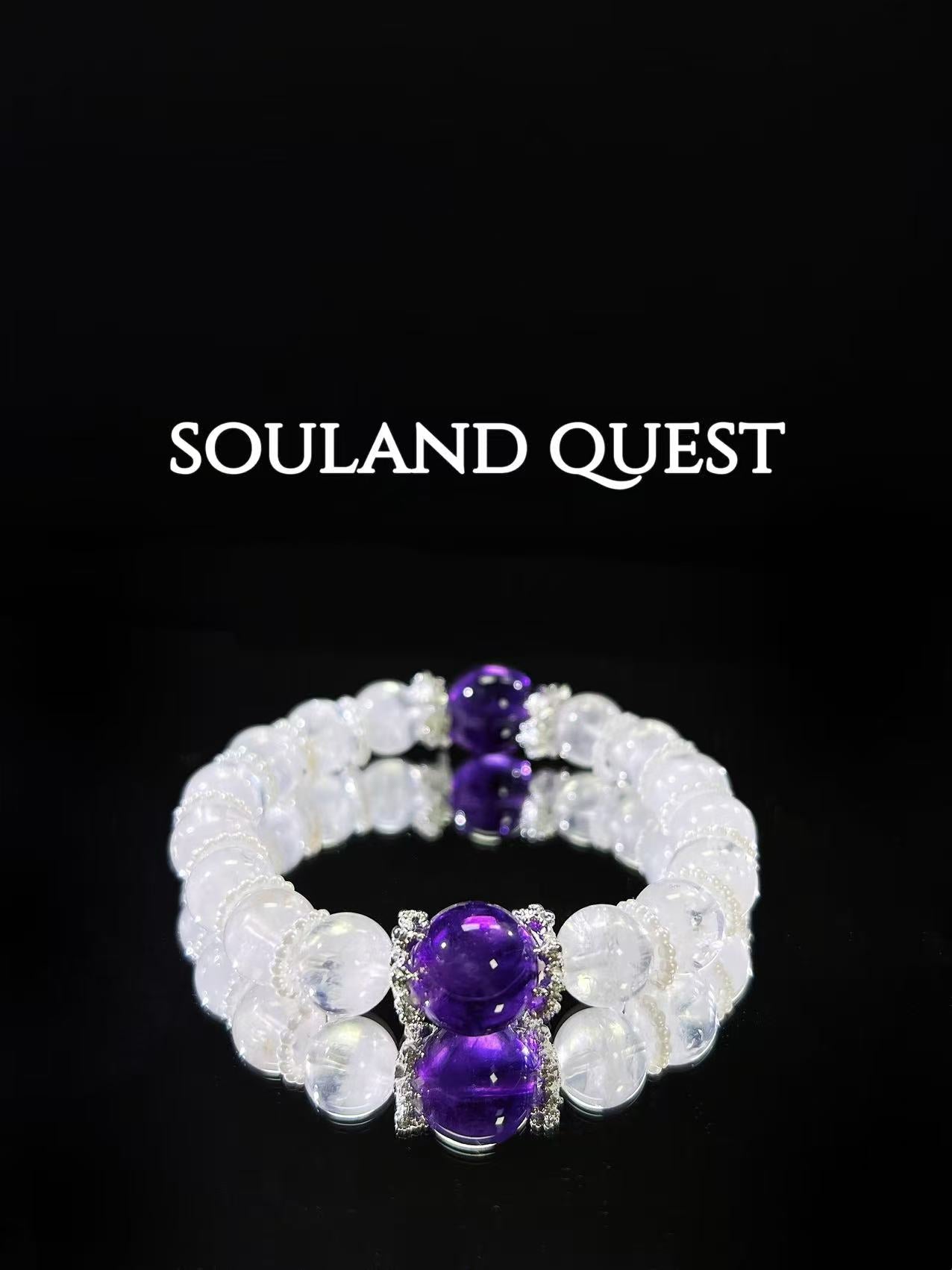 Amethyst & Phantom Quartz Healing Bracelet with Pearls - Souland Quest