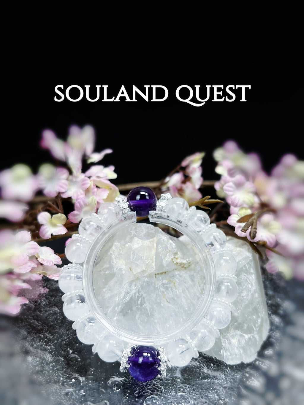 Amethyst & Phantom Quartz Healing Bracelet with Pearls - Souland Quest