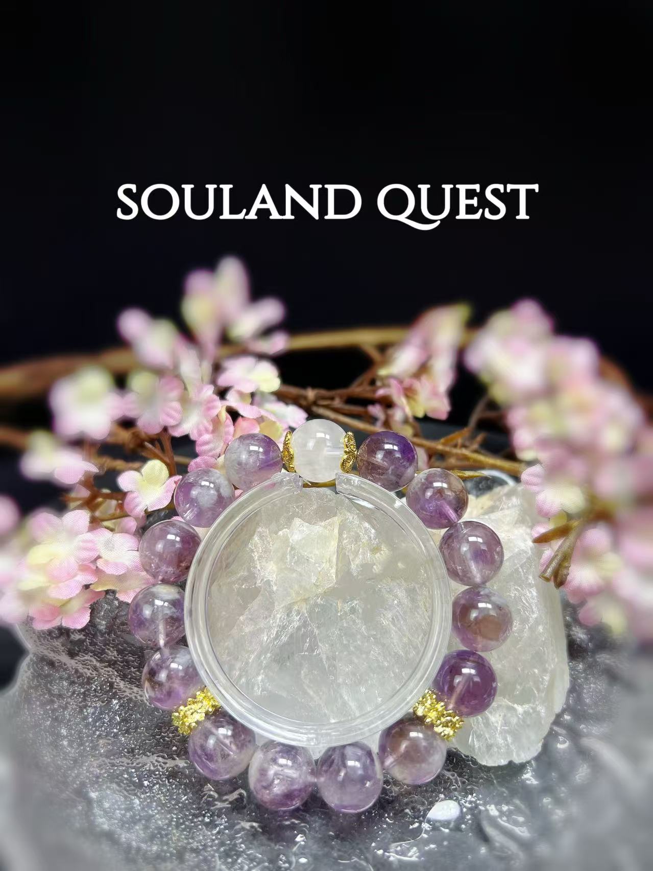 Amethyst & White Phantom Healing Bracelet – Spiritual Insight, Clarity & Chakra Alignment - Souland Quest