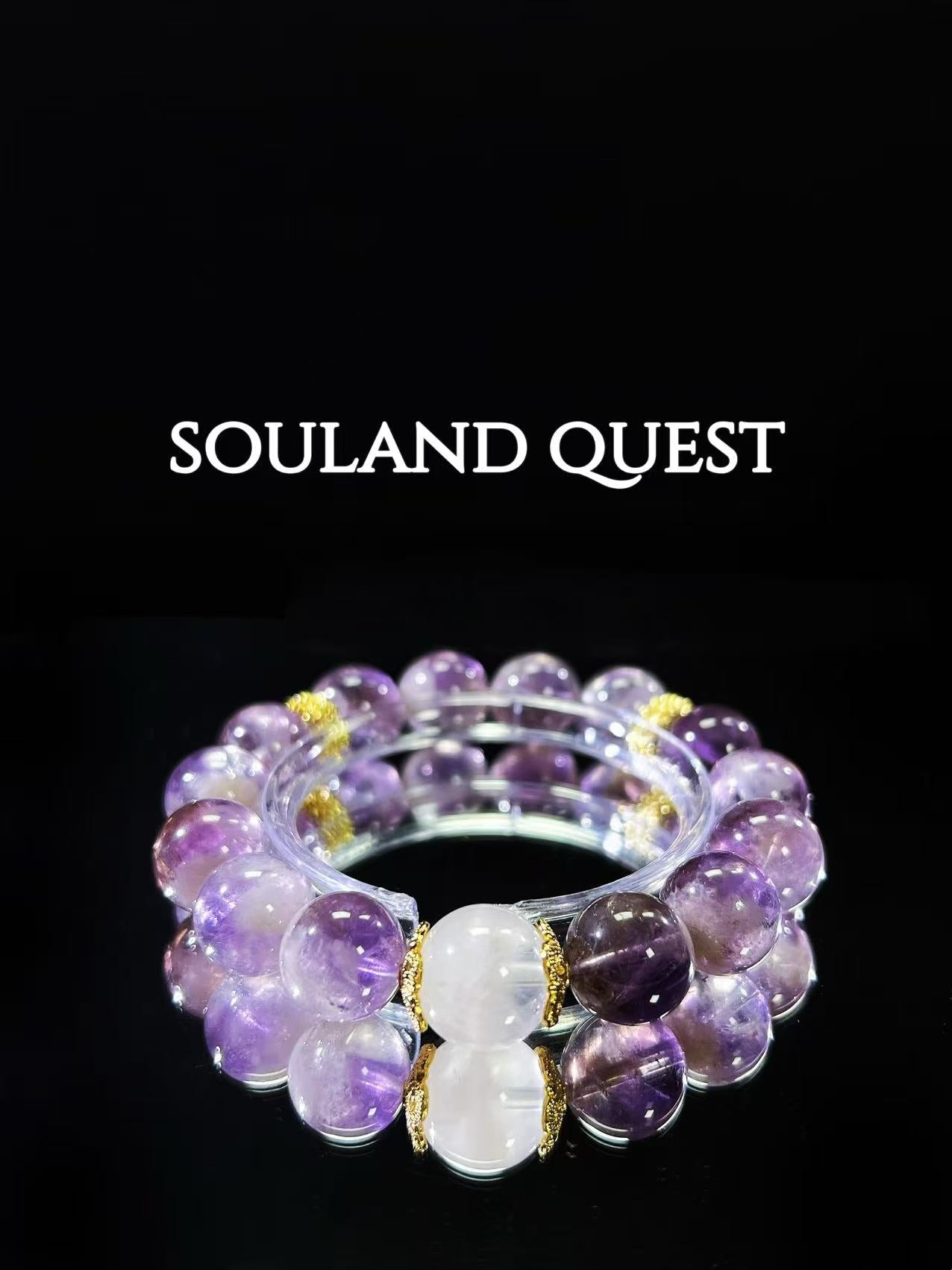 Amethyst & White Phantom Healing Bracelet – Spiritual Insight, Clarity & Chakra Alignment - Souland Quest