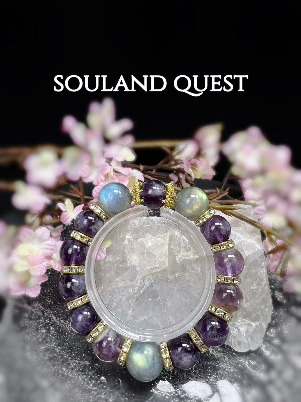 Ametrine & Gray Moonstone Bracelet with Gold Accents – Intuition & Spiritual Balance - Souland Quest