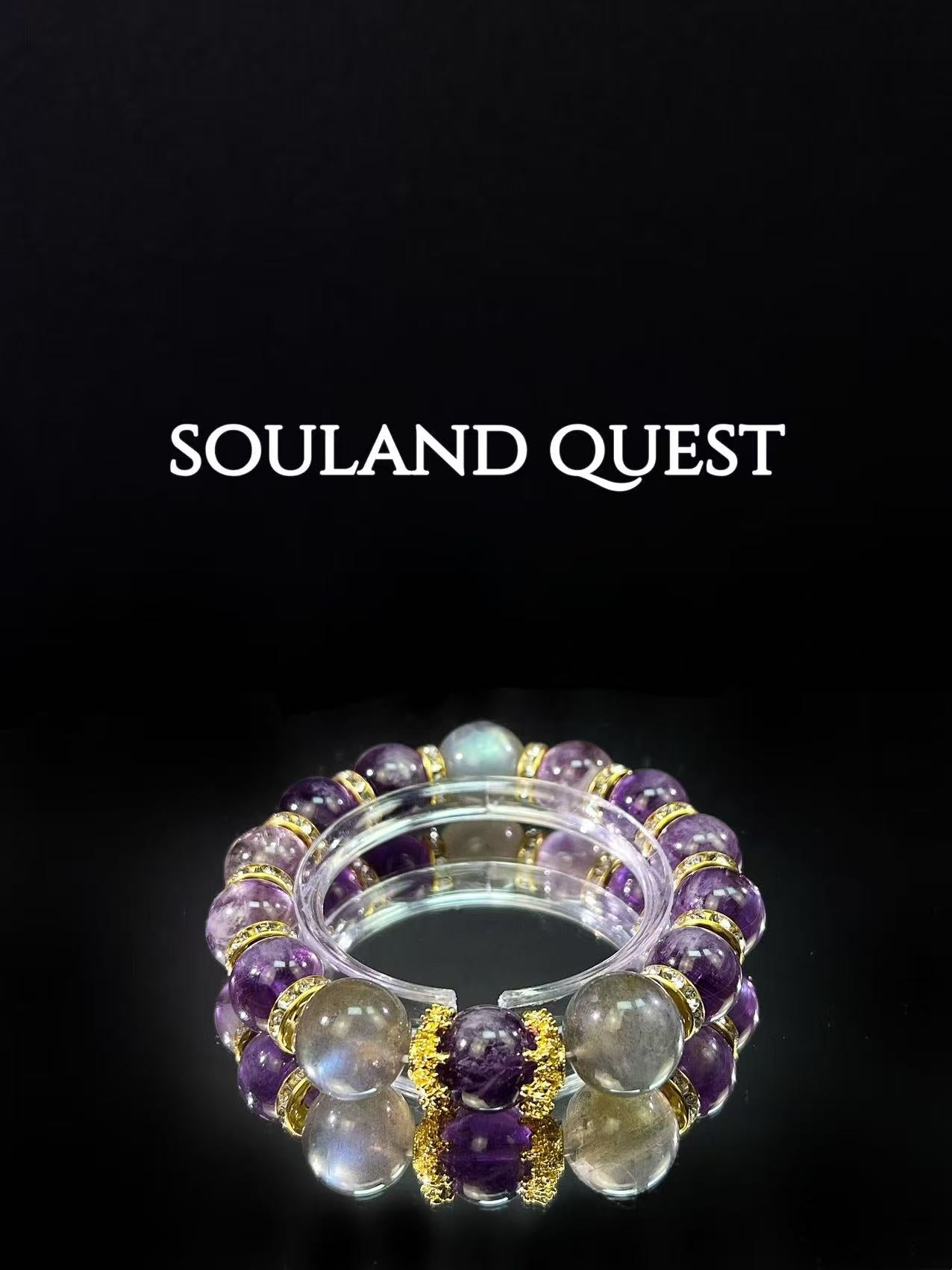 Ametrine & Gray Moonstone Bracelet with Gold Accents – Intuition & Spiritual Balance - Souland Quest