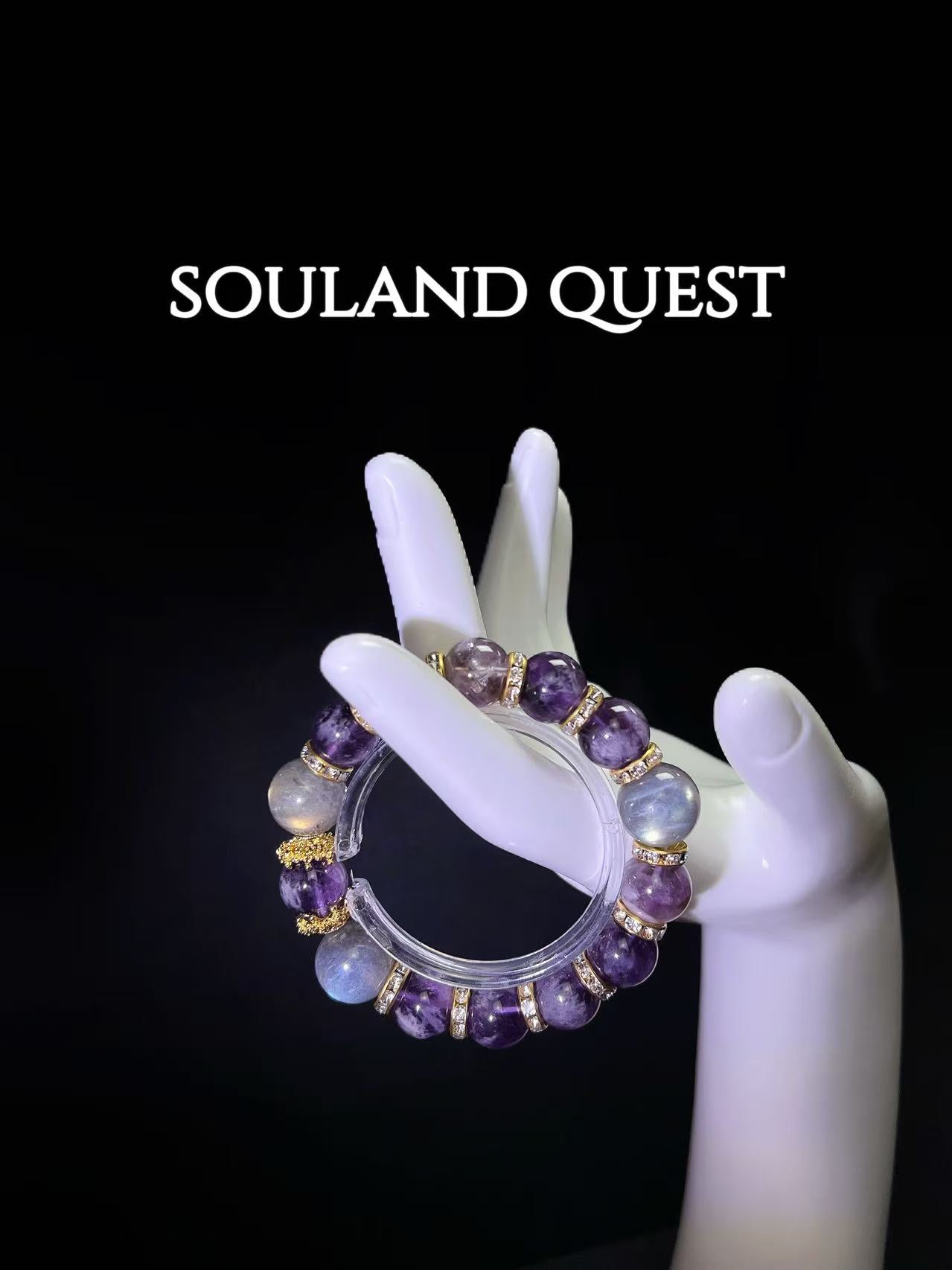 Ametrine & Gray Moonstone Bracelet with Gold Accents – Intuition & Spiritual Balance - Souland Quest
