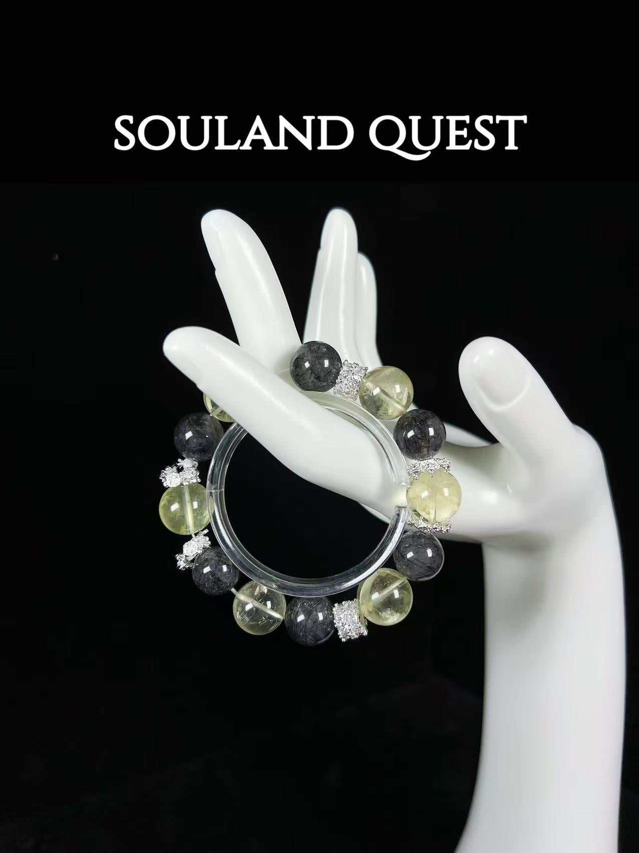 Black Rutilated Quartz & Lemon Quartz Bracelet - Souland Quest