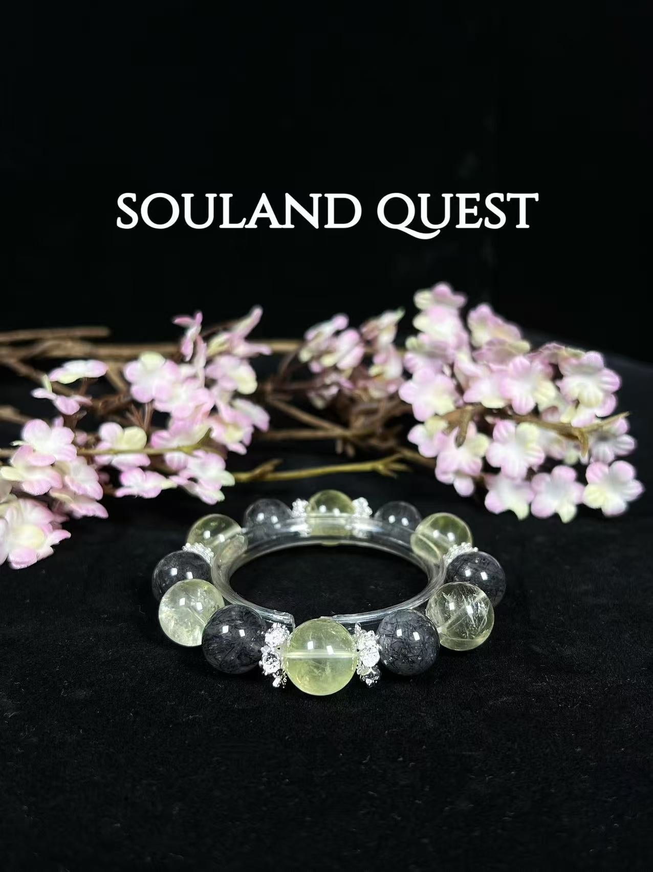 Black Rutilated Quartz & Lemon Quartz Bracelet - Souland Quest