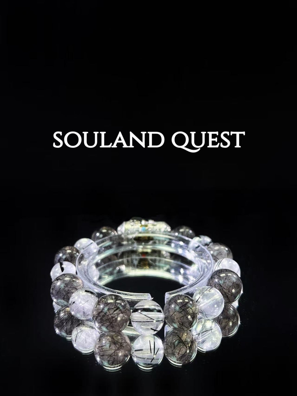 Black Tourmaline Gradient Bracelet with Om Mani Padme Hum - Souland Quest