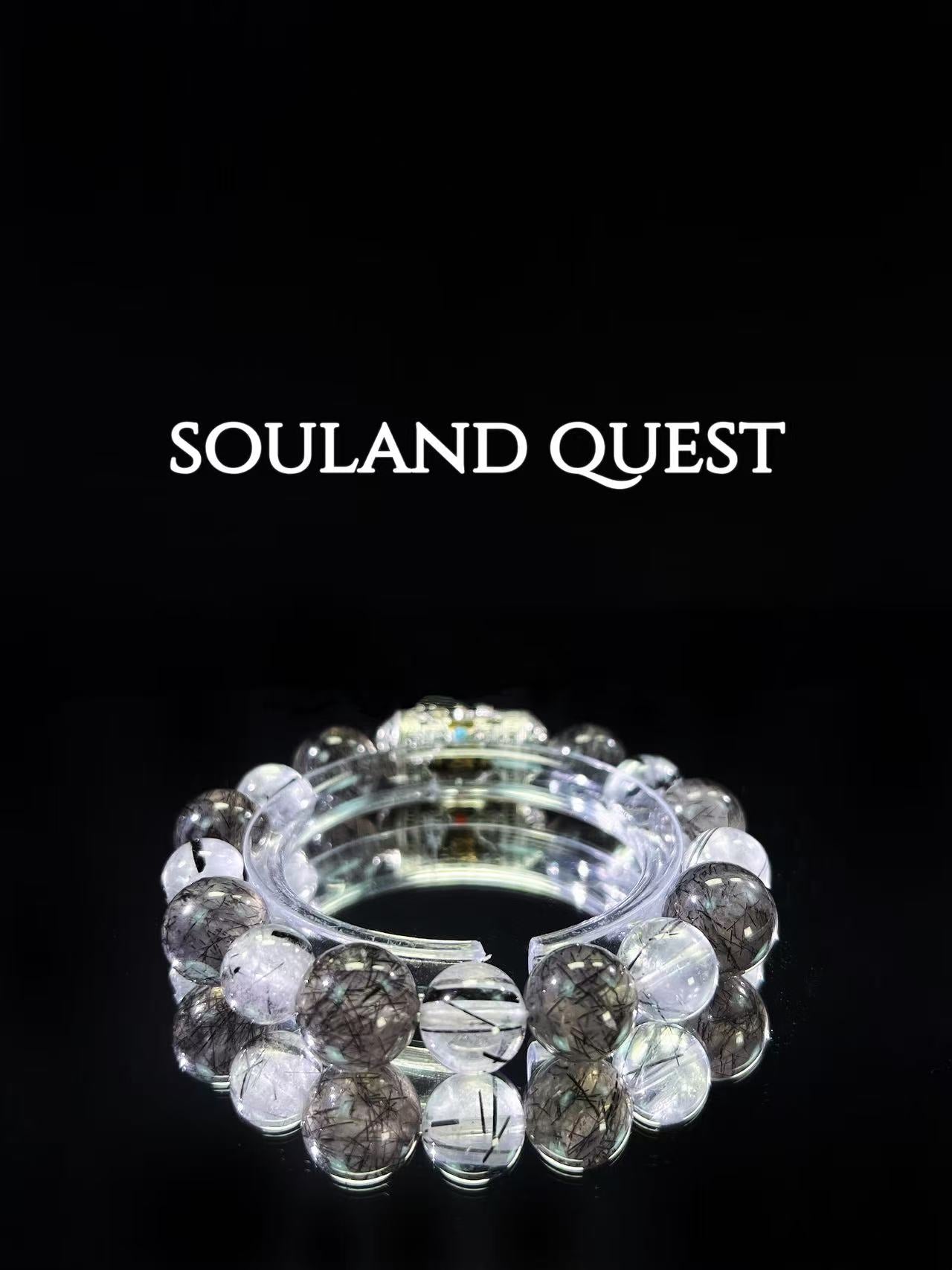 Black Tourmaline Gradient Bracelet with Om Mani Padme Hum - Souland Quest