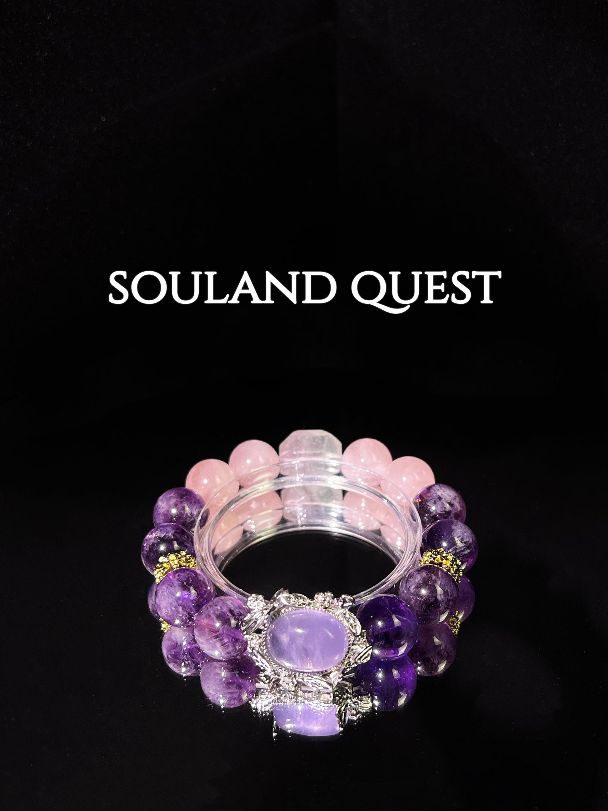Celestial Dream Bracelet – Purple Rutilated Quartz, Rose Quartz & Bi - Color Tourmaline with Gold & Silver Embellishments - Souland Quest