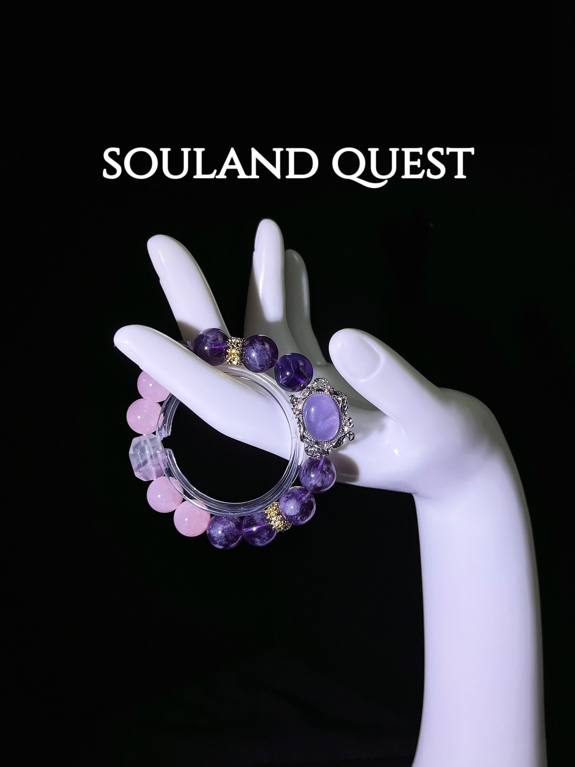 Celestial Dream Bracelet – Purple Rutilated Quartz, Rose Quartz & Bi - Color Tourmaline with Gold & Silver Embellishments - Souland Quest