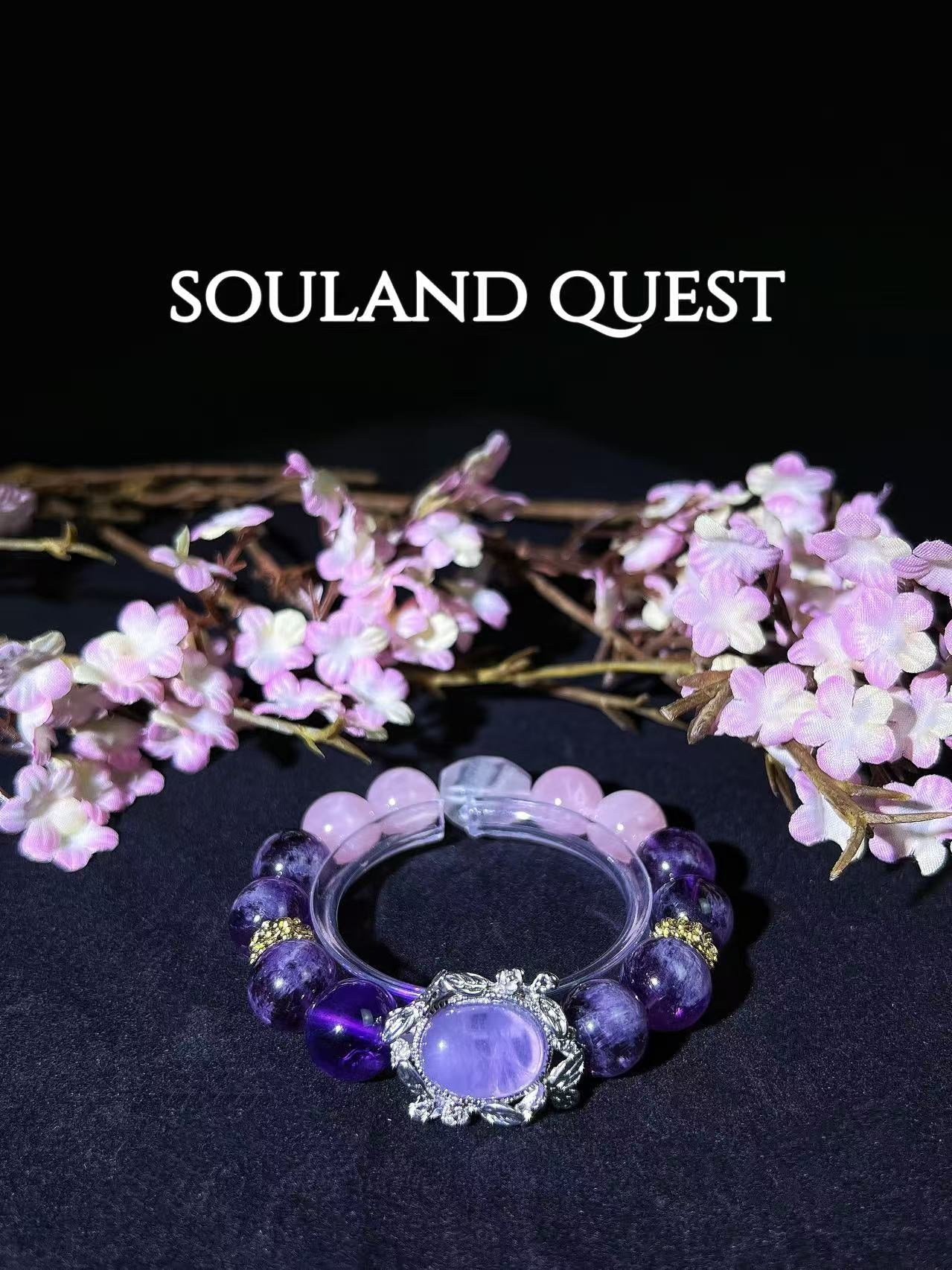 Celestial Dream Bracelet – Purple Rutilated Quartz, Rose Quartz & Bi - Color Tourmaline with Gold & Silver Embellishments - Souland Quest
