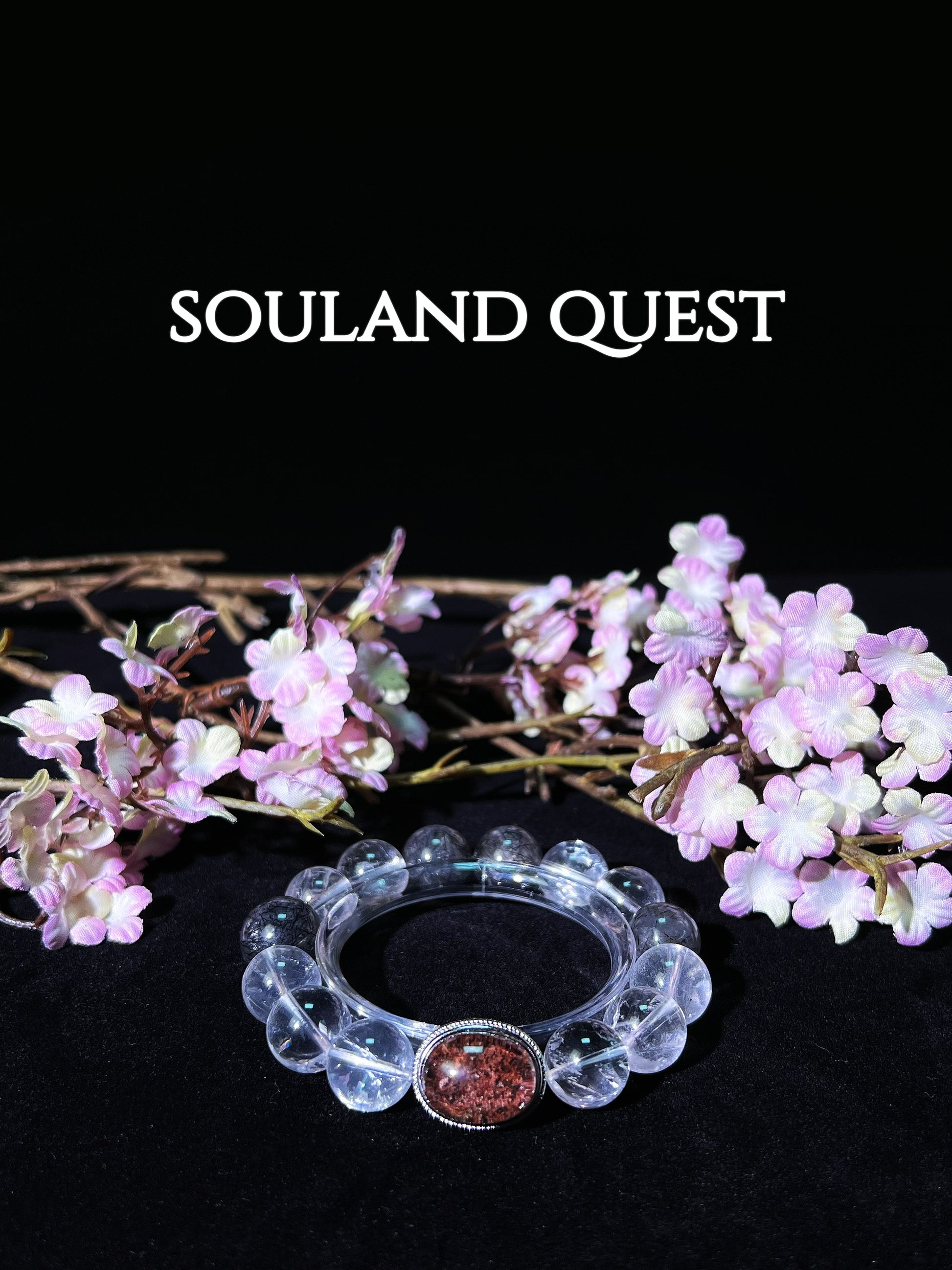Celestial Keeper Bracelet – Clear Quartz, Black Rutilated Quartz & Red Phantom Quartz Treasure Charm for Balance & Wisdom 🌠🔑 - Souland Quest