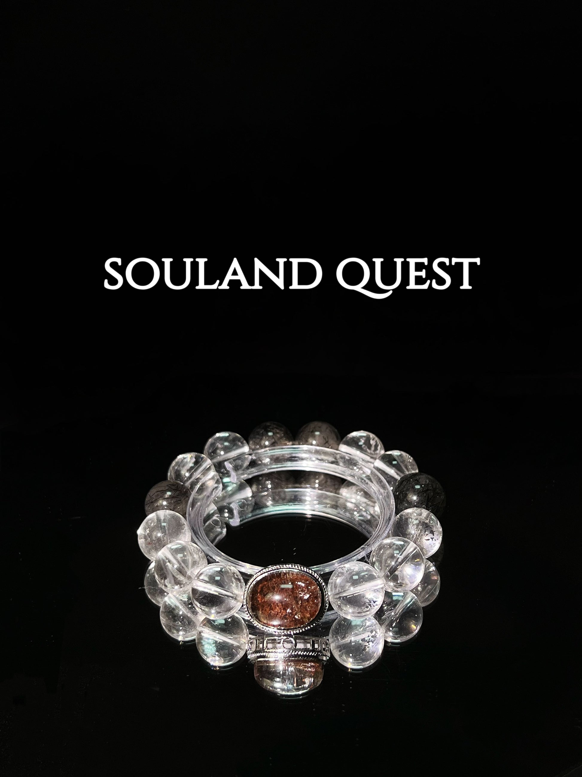 Celestial Keeper Bracelet – Clear Quartz, Black Rutilated Quartz & Red Phantom Quartz Treasure Charm for Balance & Wisdom 🌠🔑 - Souland Quest