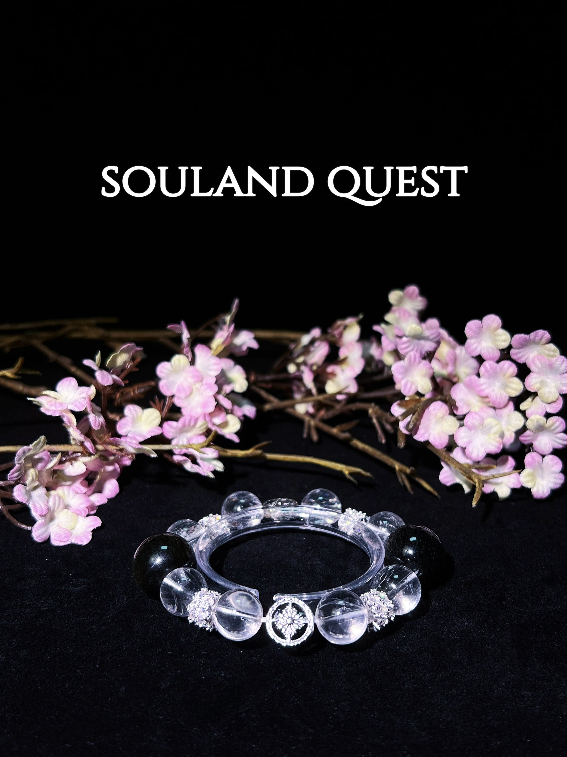 Celestial Shield Bracelet – Silver Obsidian, Clear Quartz & Silver Accents for Protection & Clarity 🌌⚪ - Souland Quest
