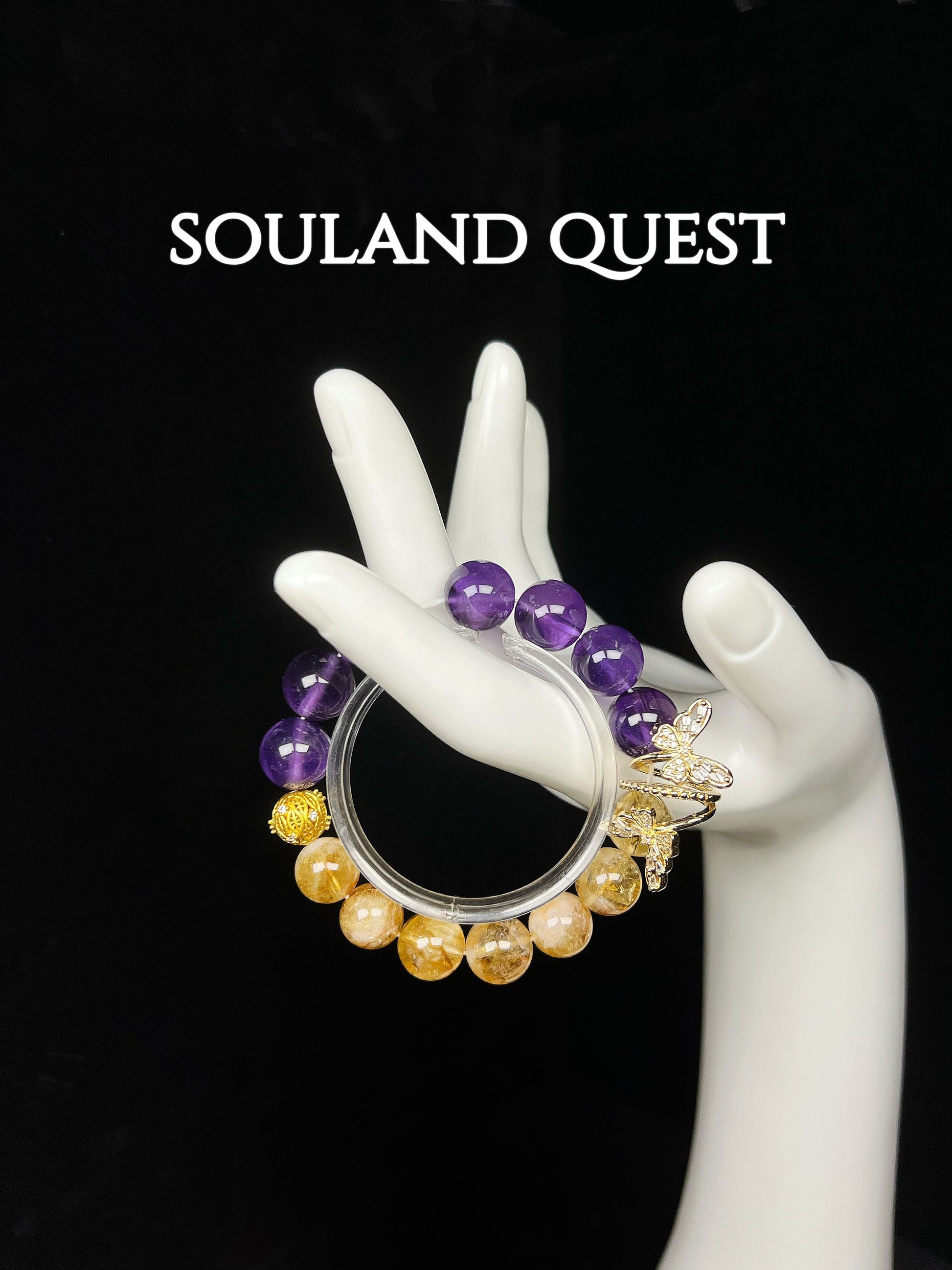Citrine & Amethyst Butterfly Bracelet - Souland Quest