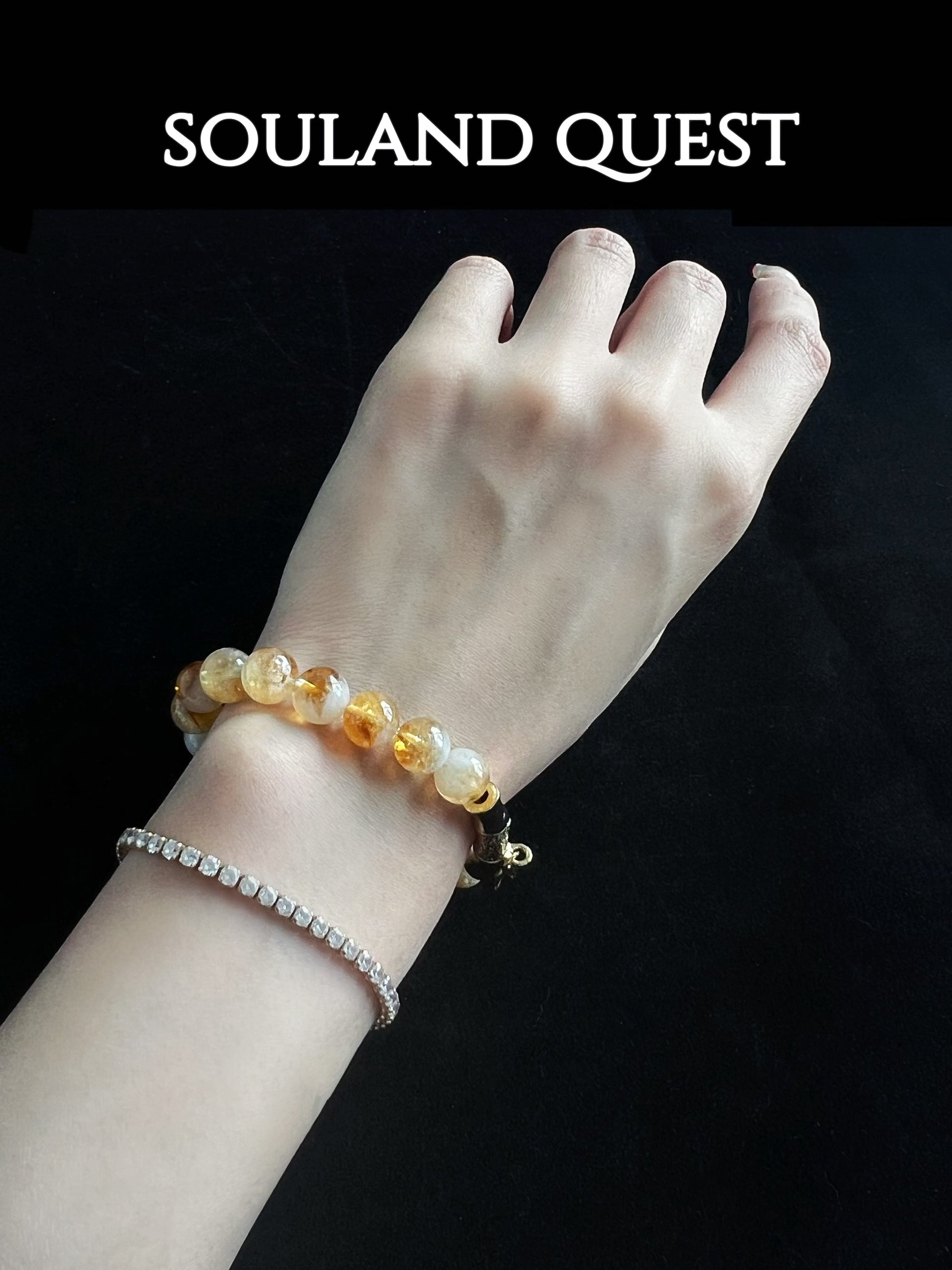 Citrine Bracelet with Golden Bamboo Bend – Prosperity, Confidence & Chakra Balance - Souland Quest
