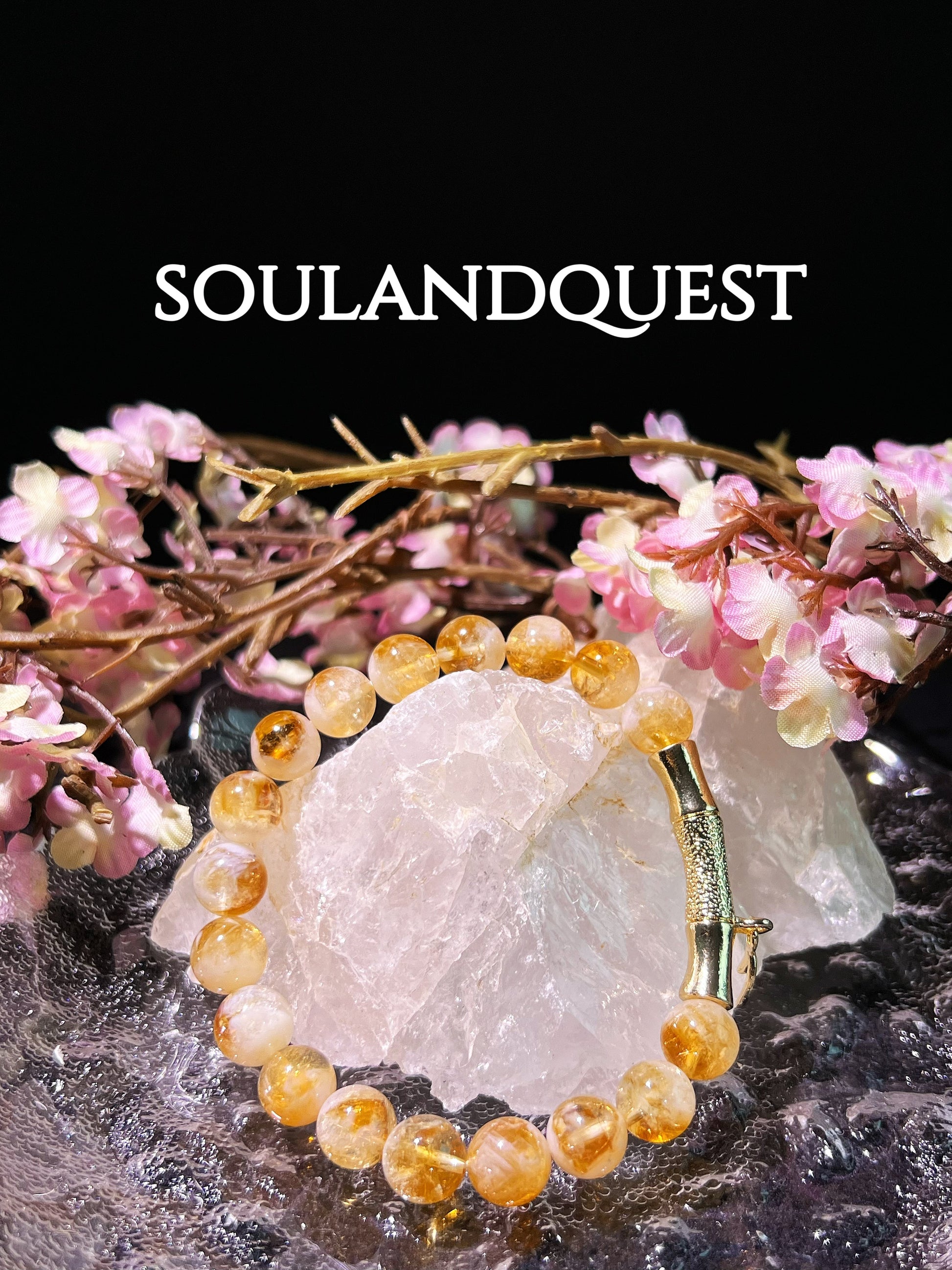 Citrine Bracelet with Golden Bamboo Bend – Prosperity, Confidence & Chakra Balance - Souland Quest