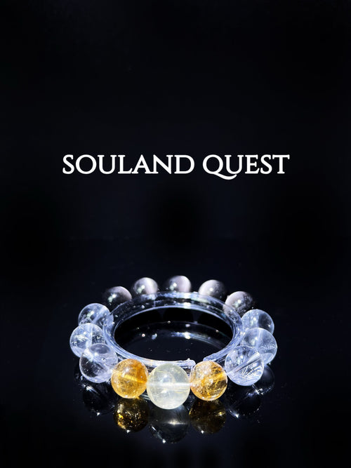 Citrine, Yellow Topaz, Clear Quartz & Silver Obsidian Healing Bracelet – Abundance, Clarity & Protection - Souland Quest