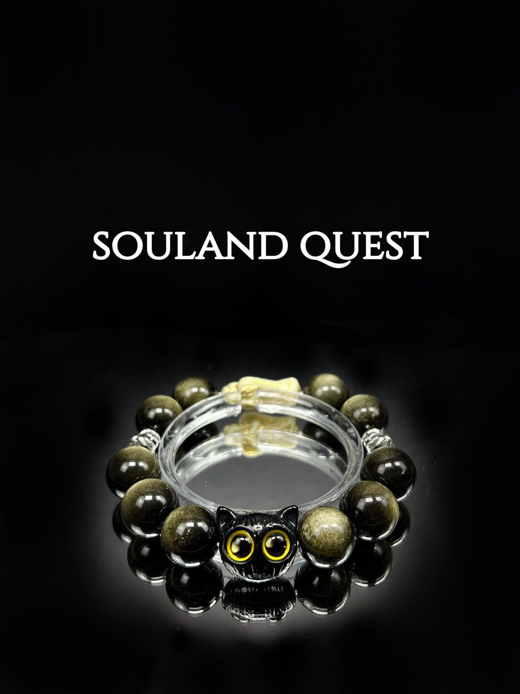Divine Shadow Bracelet – Silver Obsidian, God & Black Cat Charms for Protection & Balance - Souland Quest