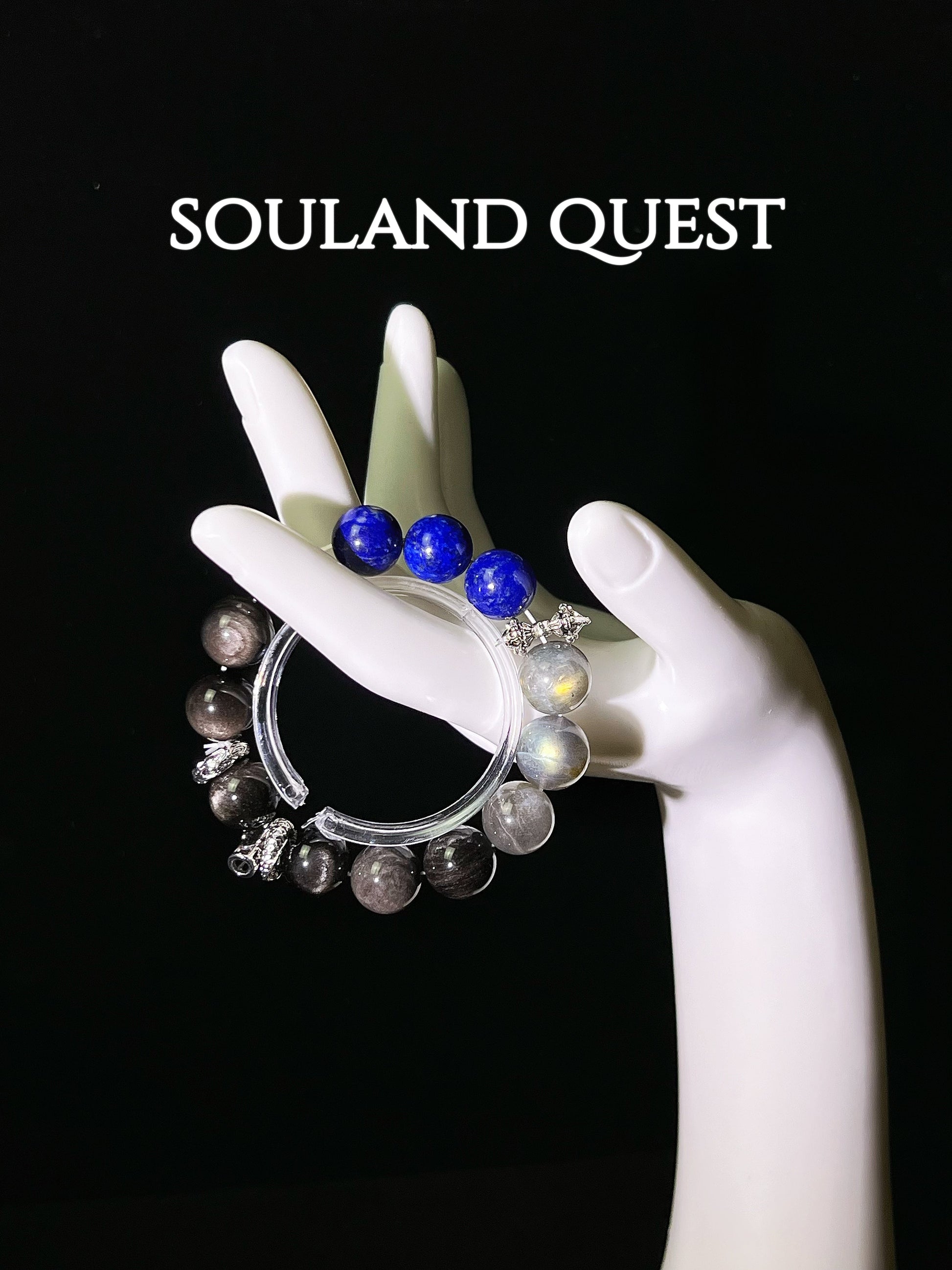 Ethereal Glow Bracelet – Lapis Lazuli, Moonstone & Silver Accents for Spiritual Clarity 🌌💫 - Souland Quest
