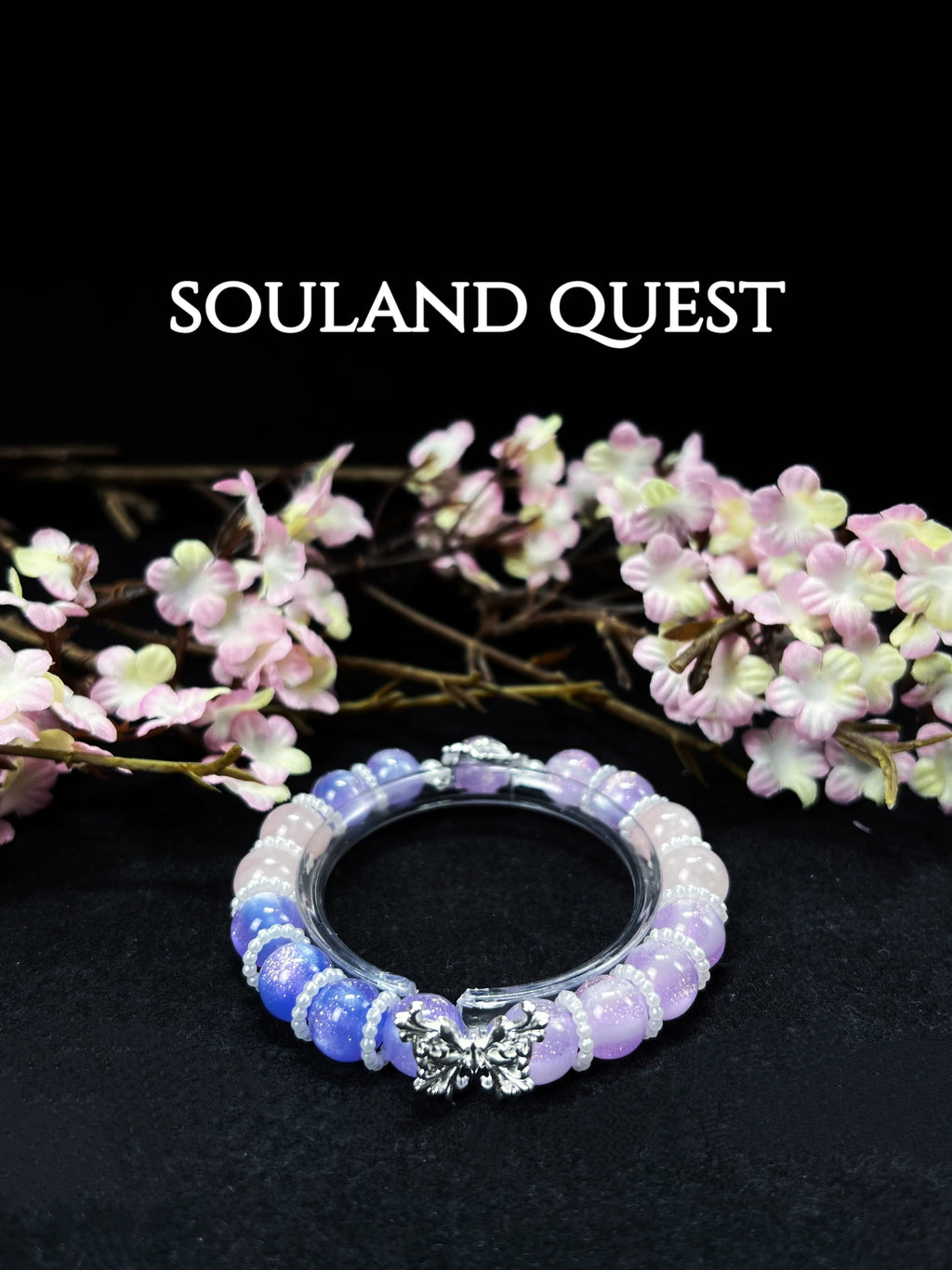 Ethereal Metamorphosis Bracelet – UV Reactive Beads & Silver Butterfly for Magic & Change - Souland Quest