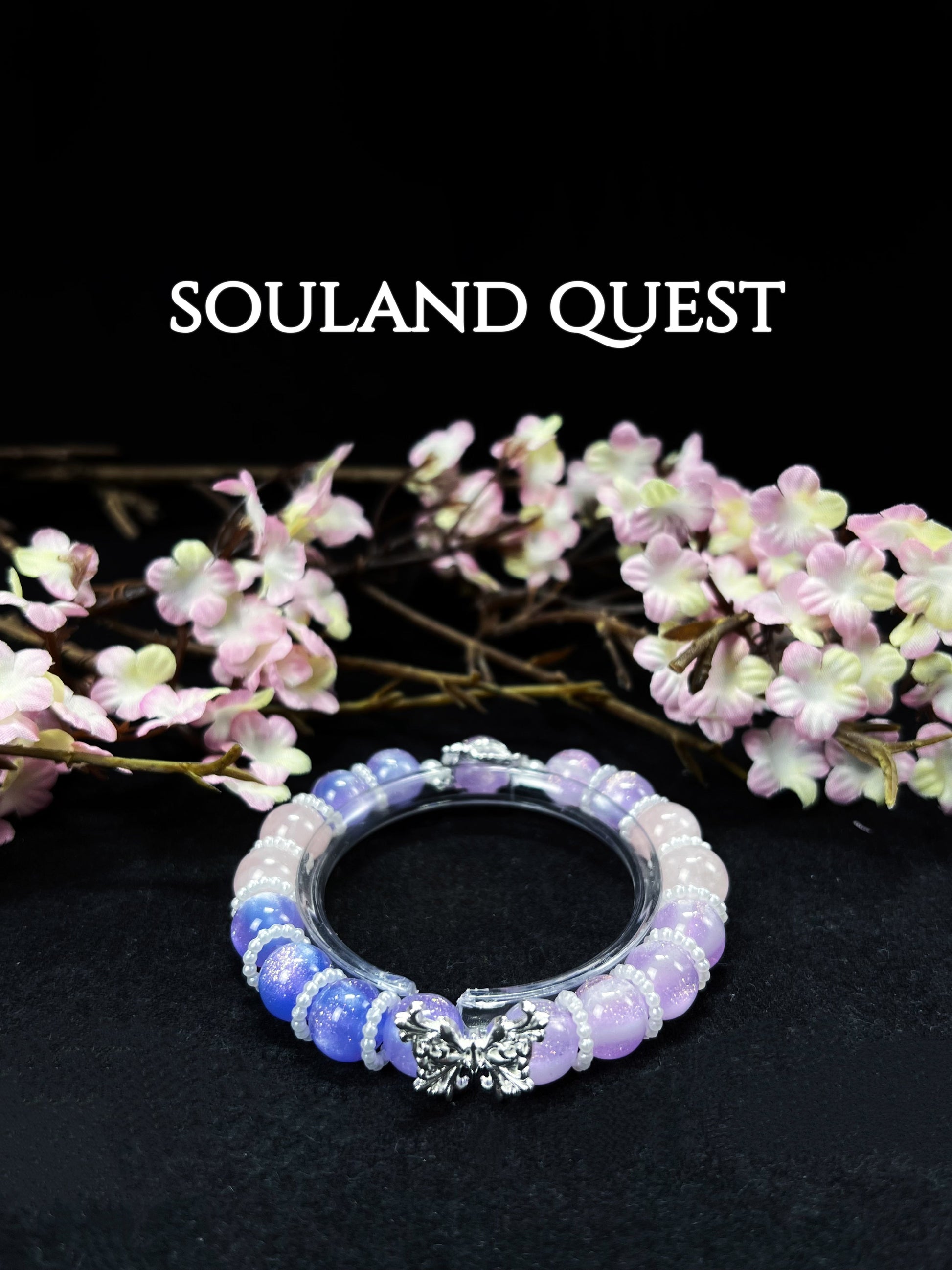 Ethereal Metamorphosis Bracelet – UV Reactive Beads & Silver Butterfly for Magic & Change - Souland Quest