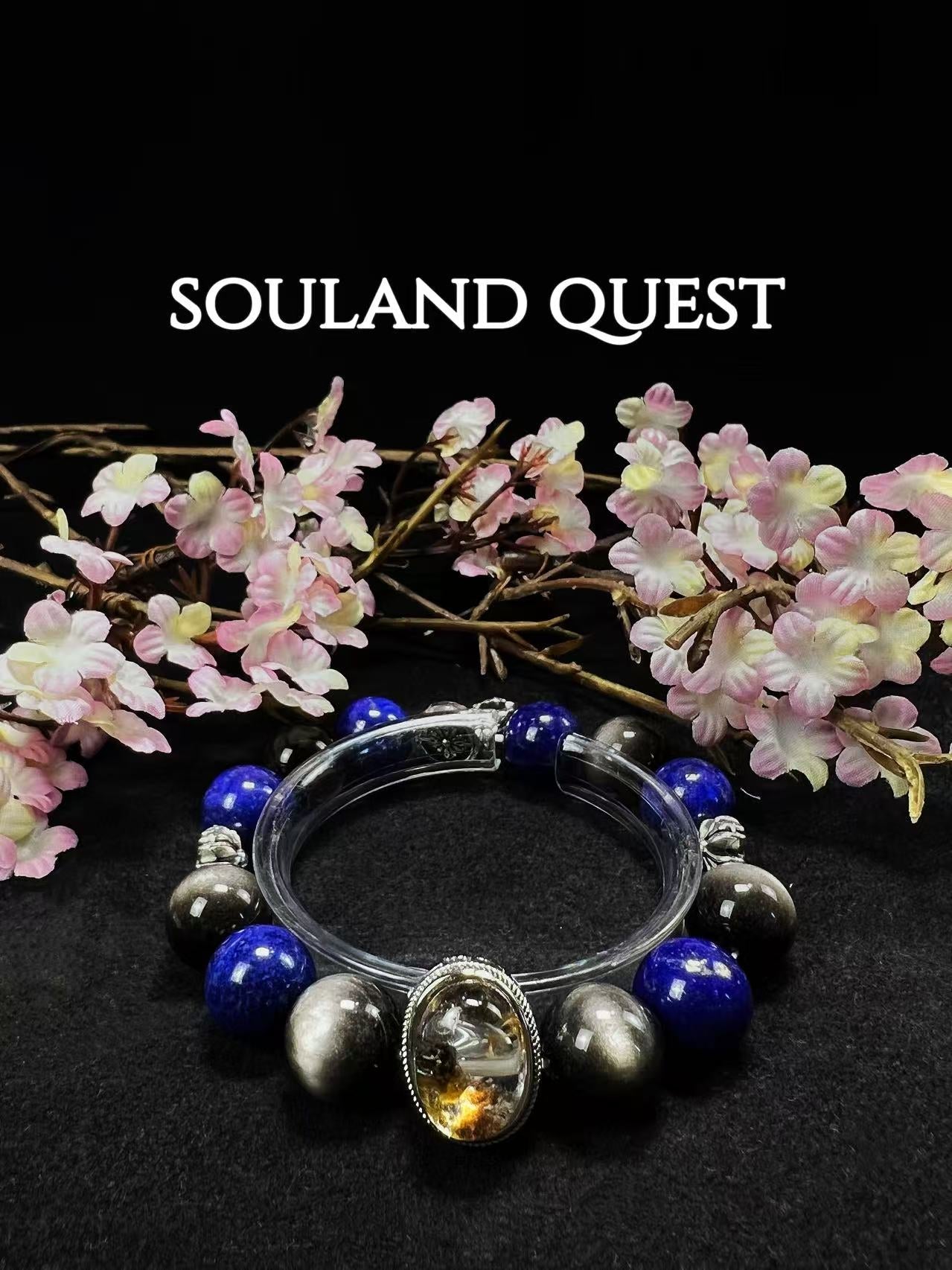Ethereal Vision Bracelet – Lapis Lazuli, Silver Obsidian & Phantom Quartz for Clarity & Protection - Souland Quest
