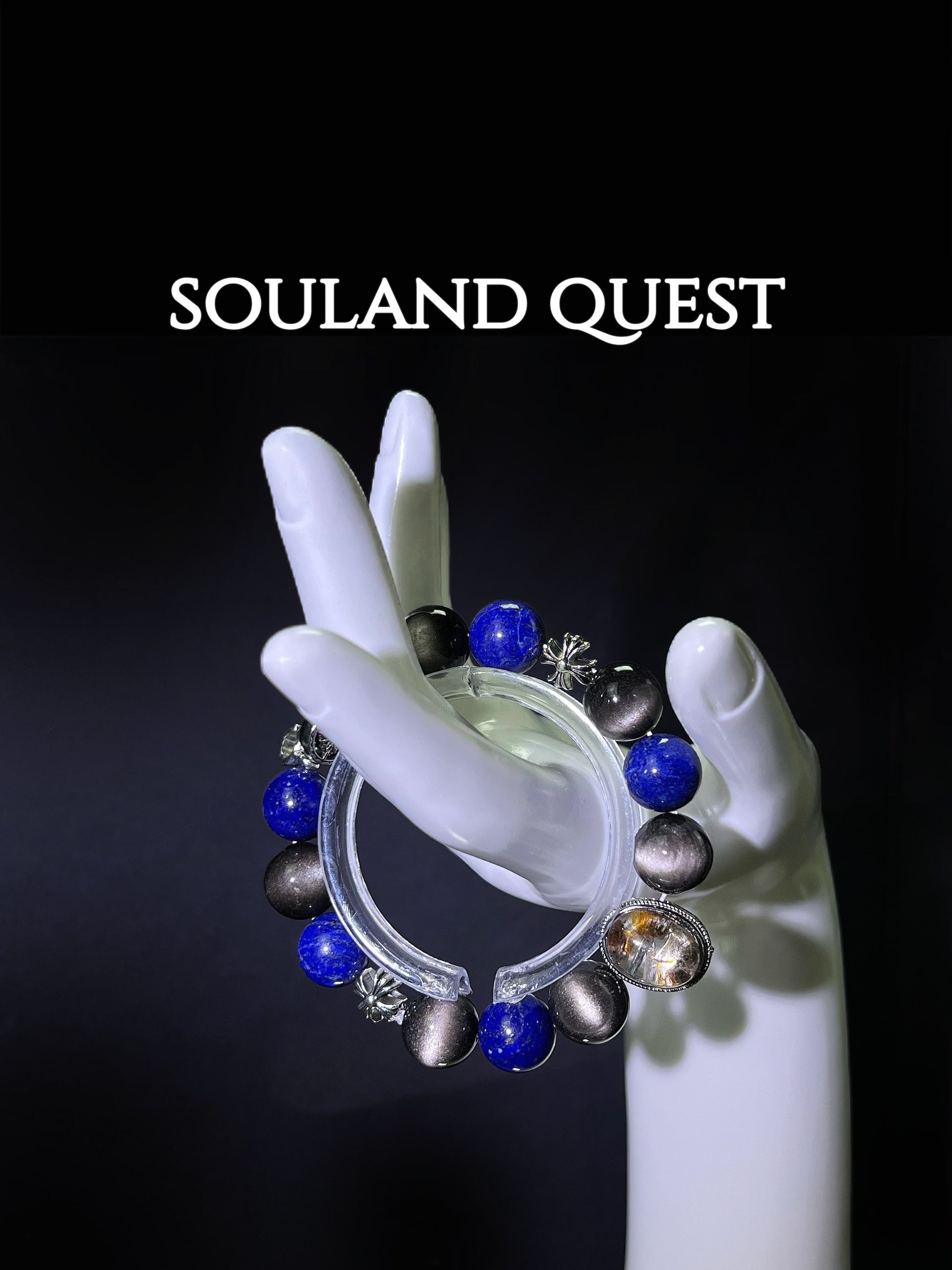 Ethereal Vision Bracelet – Lapis Lazuli, Silver Obsidian & Phantom Quartz for Clarity & Protection - Souland Quest