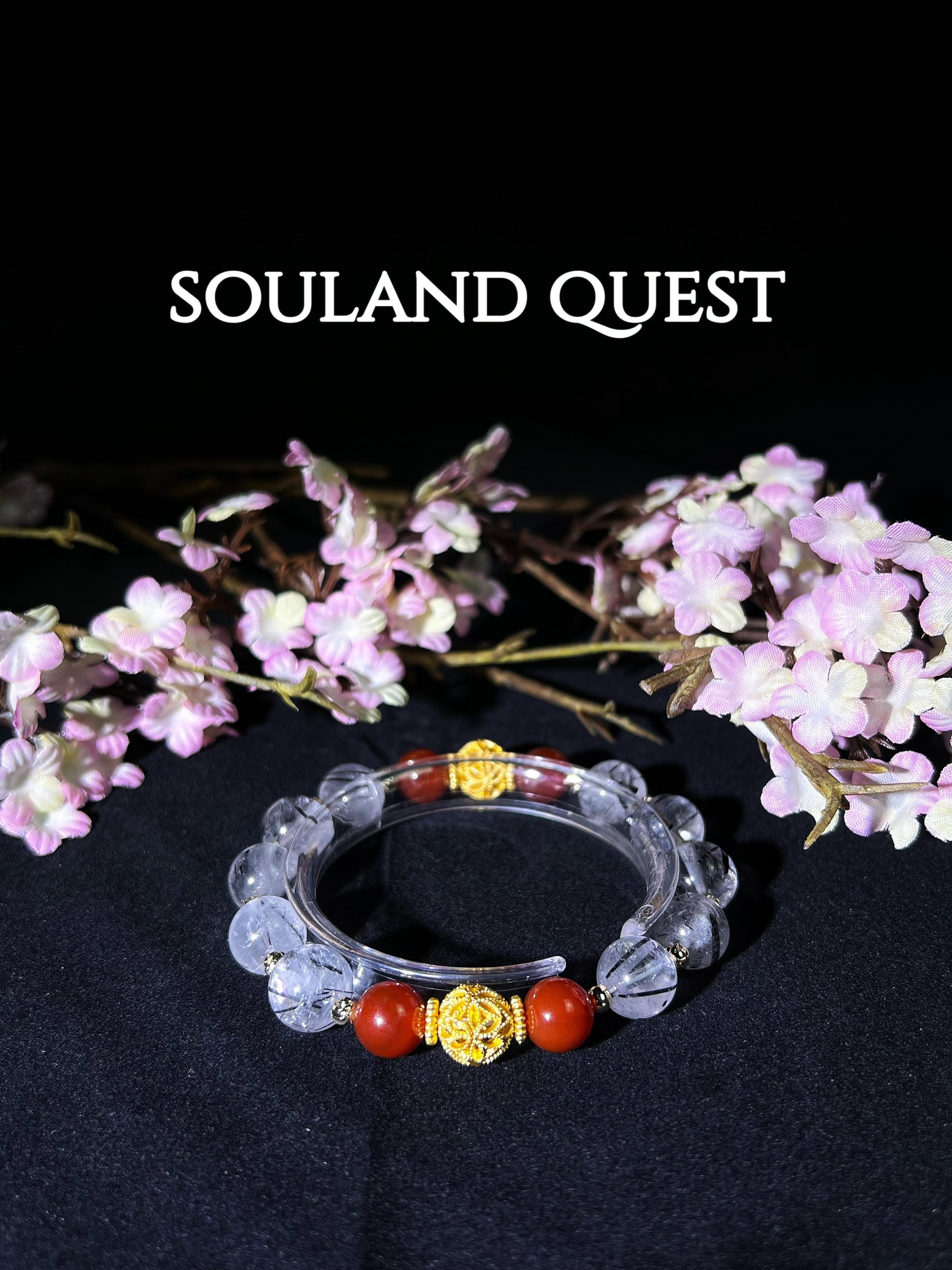Flame of Protection Bracelet – Black Tourmaline, Red Agate & Gold Sphere for Courage & Transformation - Souland Quest