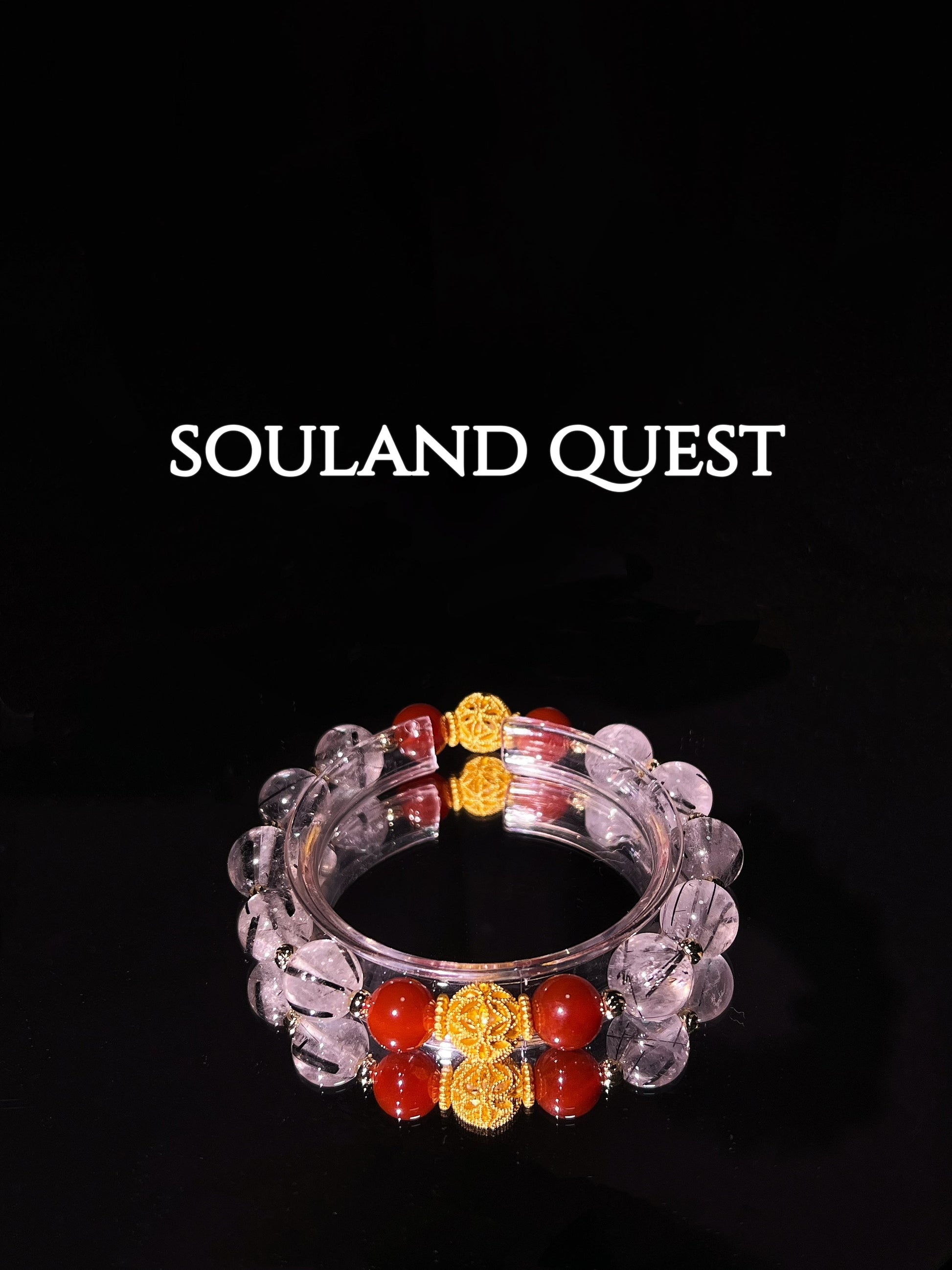 Flame of Protection Bracelet – Black Tourmaline, Red Agate & Gold Sphere for Courage & Transformation - Souland Quest