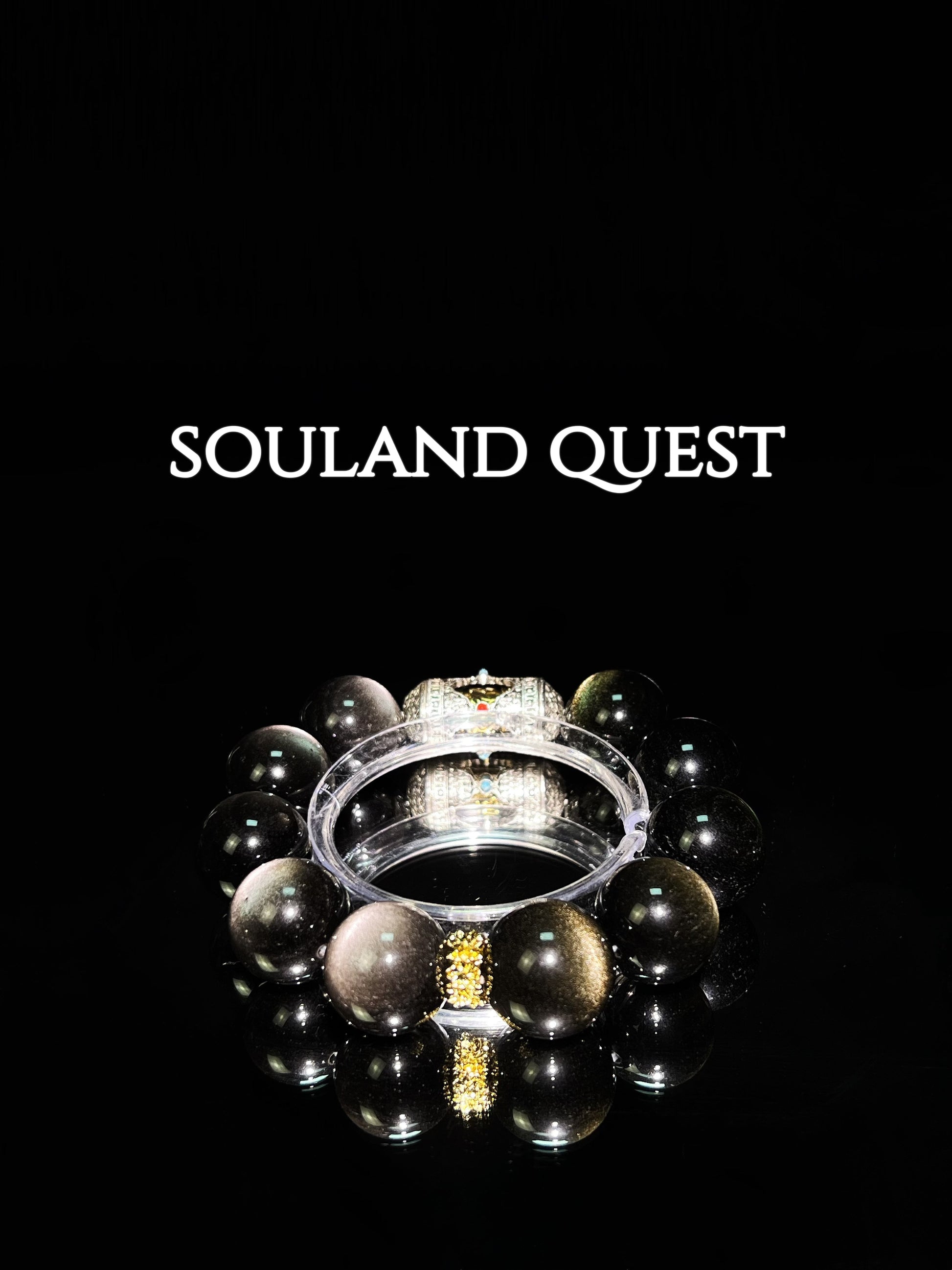 Fortune & Strength Bracelet – Gold Obsidian, Silver Obsidian with Gold Accents & Om Mani Padme Hum Silver Charm for Protection & Energy 💫💛 - Souland Quest