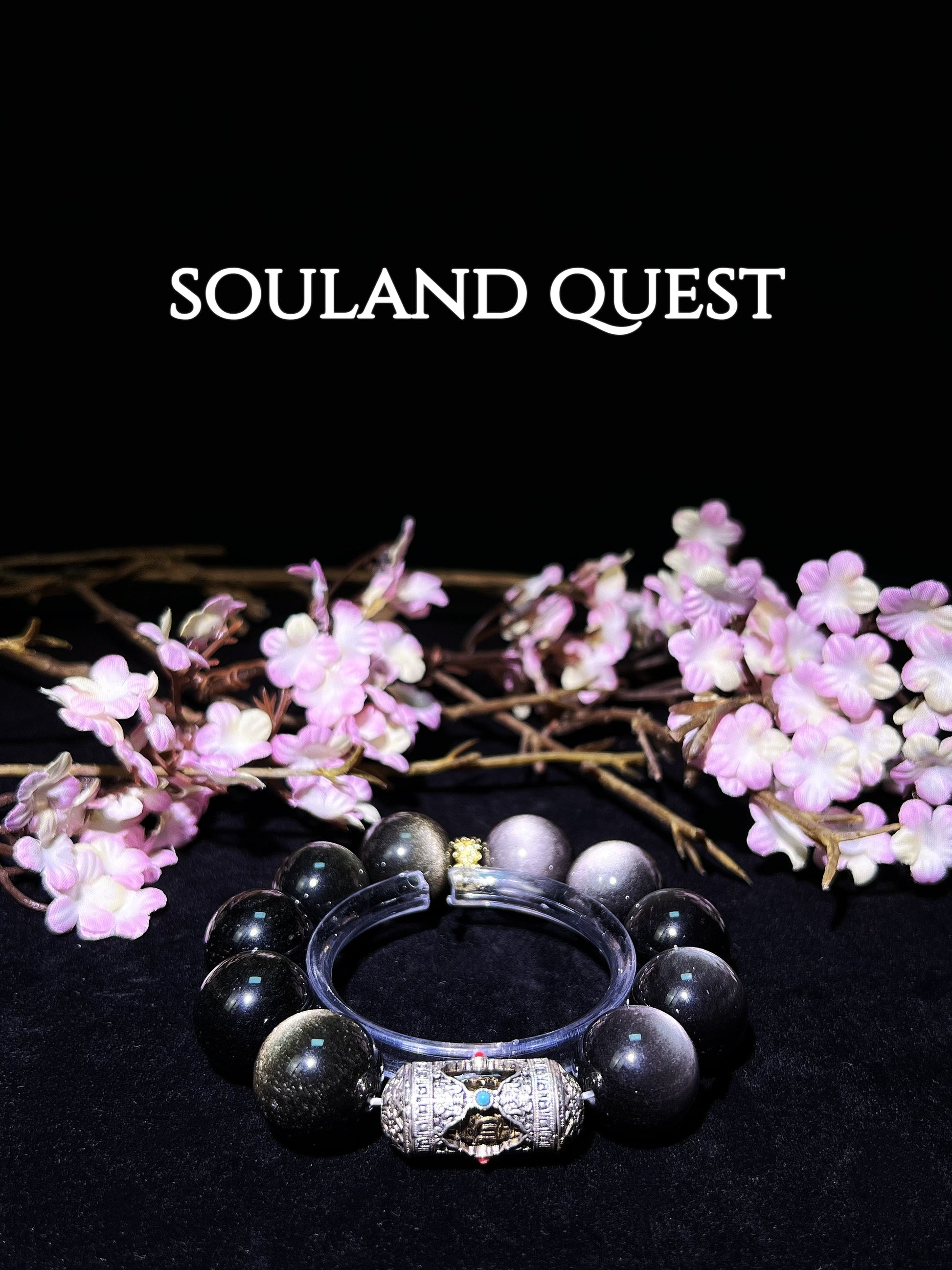 Fortune & Strength Bracelet – Gold Obsidian, Silver Obsidian with Gold Accents & Om Mani Padme Hum Silver Charm for Protection & Energy 💫💛 - Souland Quest