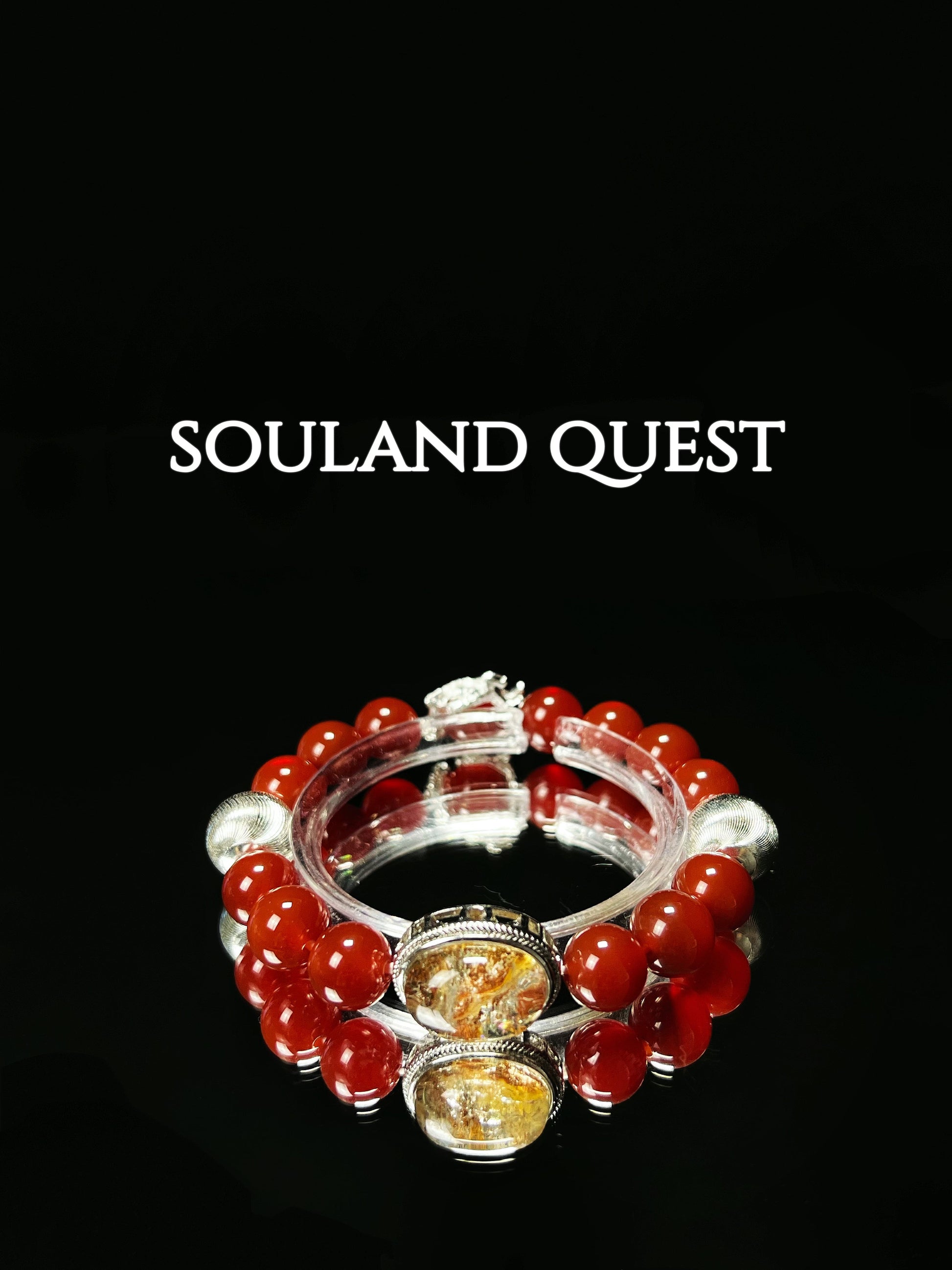 Golden Ember Bracelet – Red Agate, Yellow Phantom Quartz & Silver Accents for Power & Balance 🌟✨ - Souland Quest