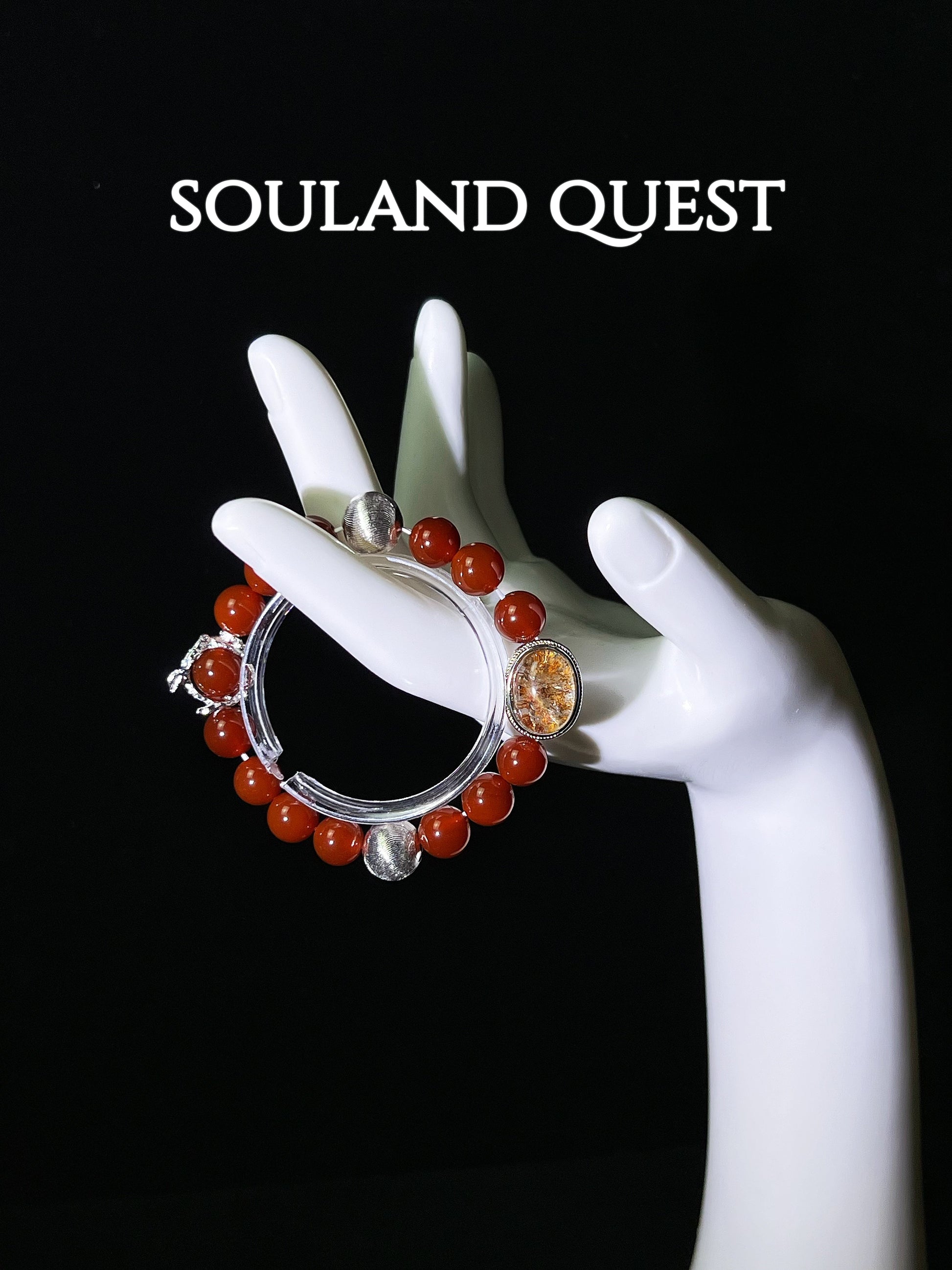 Golden Ember Bracelet – Red Agate, Yellow Phantom Quartz & Silver Accents for Power & Balance 🌟✨ - Souland Quest