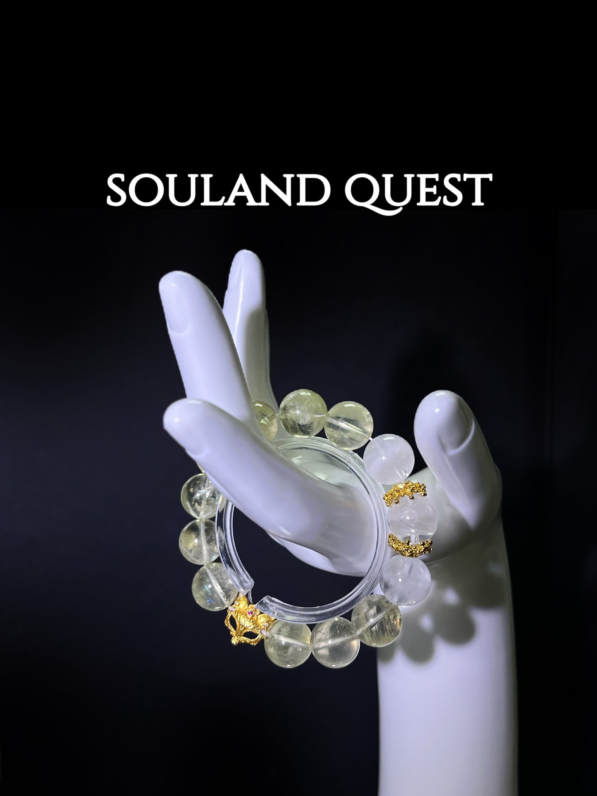 Golden Fox Mask Bracelet – Citrine, White Phantom & Gold for Wisdom & Transformation - Souland Quest