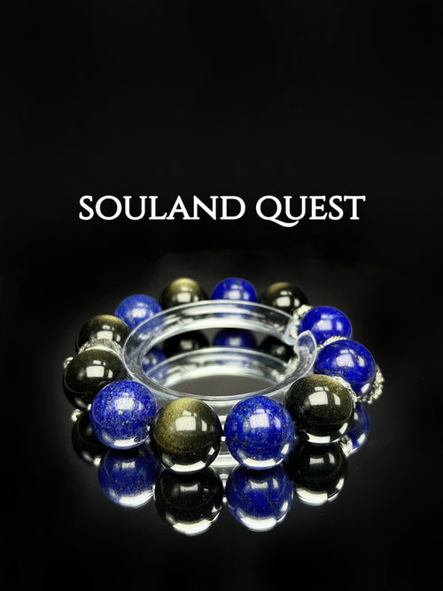 🐉Golden Obsidian & Lapis Bracelet – Clarity, Power & Spiritual Insight ✨🔮 - Souland Quest