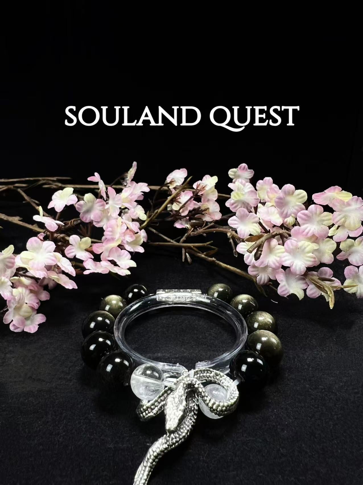 🐍 Golden Obsidian Serpent Guardian Bracelet – Protection, Power & Transformation - Souland Quest