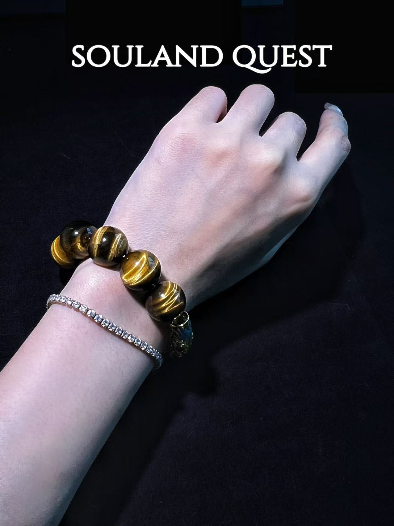 Golden Tiger’s Eye Bracelet with Golden Enamel Bend – Protection, Focus & Chakra Balance - Souland Quest