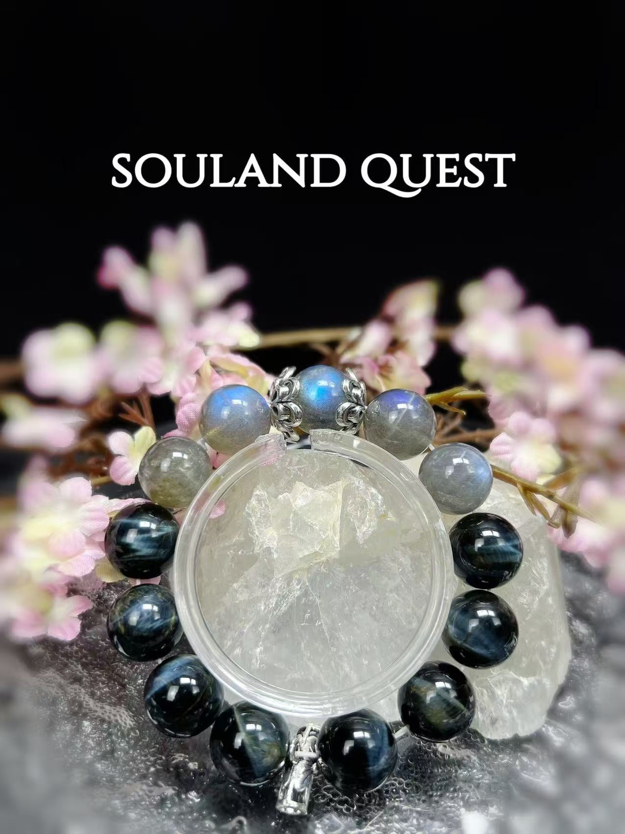 Gray Moonstone & Blue Tiger’s Eye Healing Bracelet – Intuition & Protection - Souland Quest