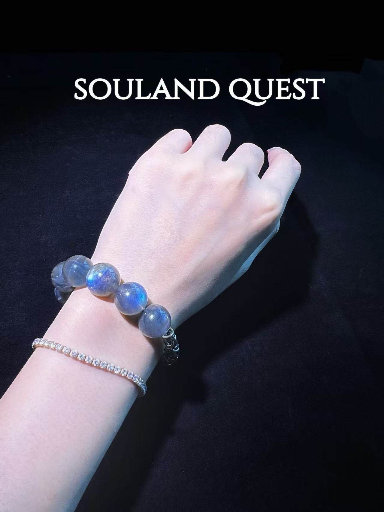 Gray Moonstone Bracelet with Silver Bend – Intuition, Calm & Chakra Balance - Souland Quest