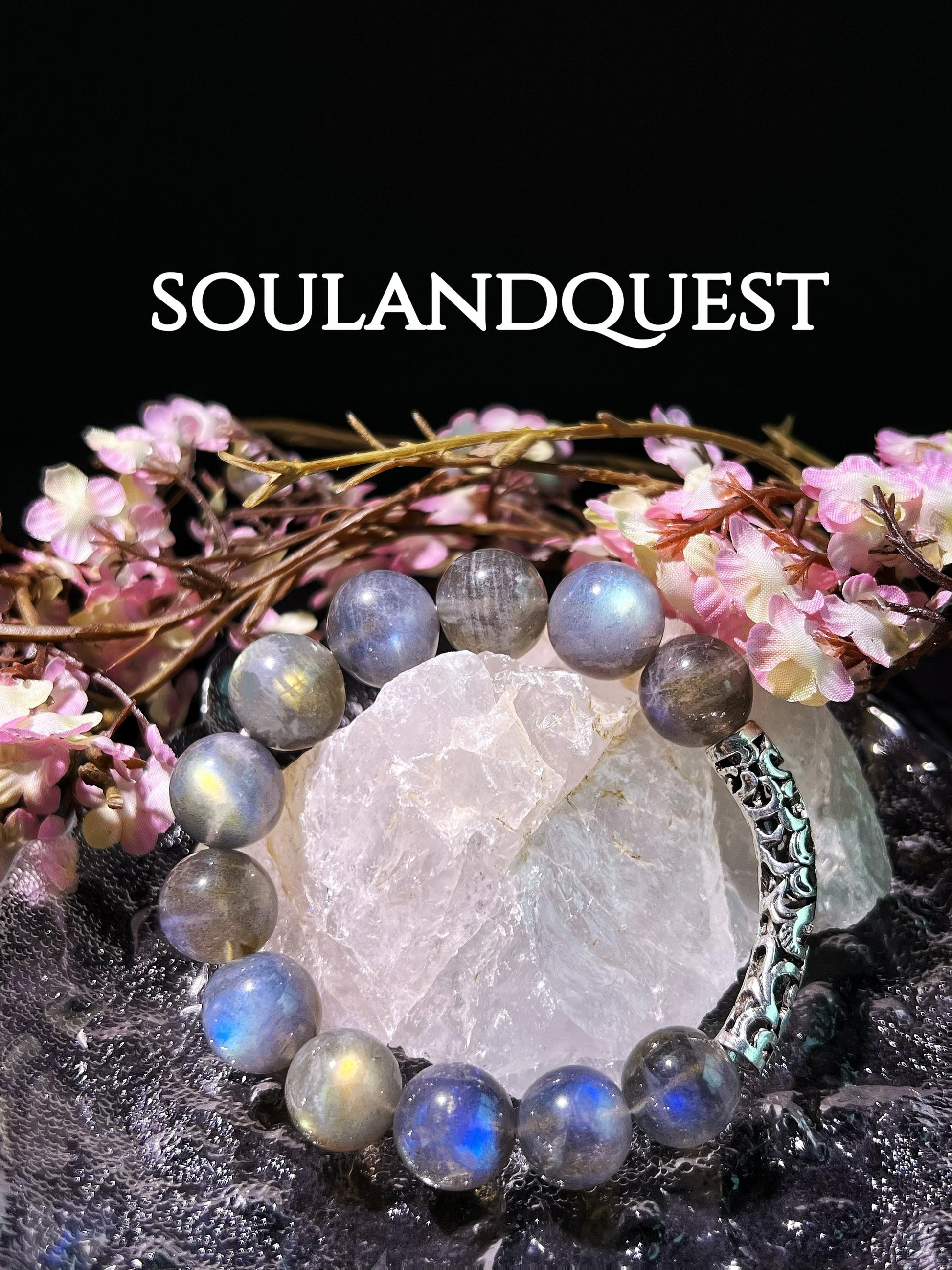 Gray Moonstone Bracelet with Silver Bend – Intuition, Calm & Chakra Balance - Souland Quest