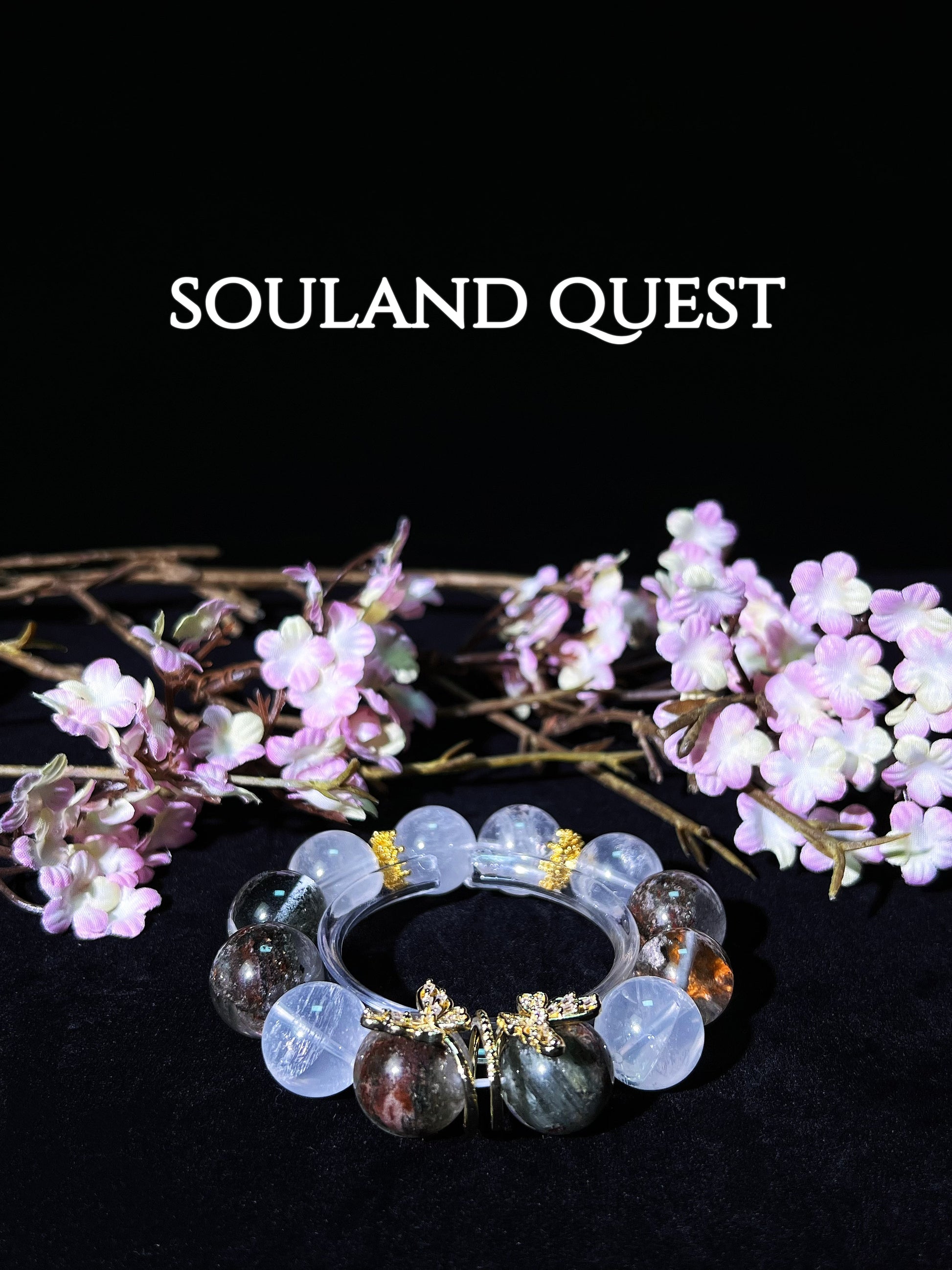 Growth & Harmony Bracelet – Green Phantom Quartz, White Phantom Quartz & Gold Butterfly Accents for Balance & Transformation 🌱🦋 - Souland Quest