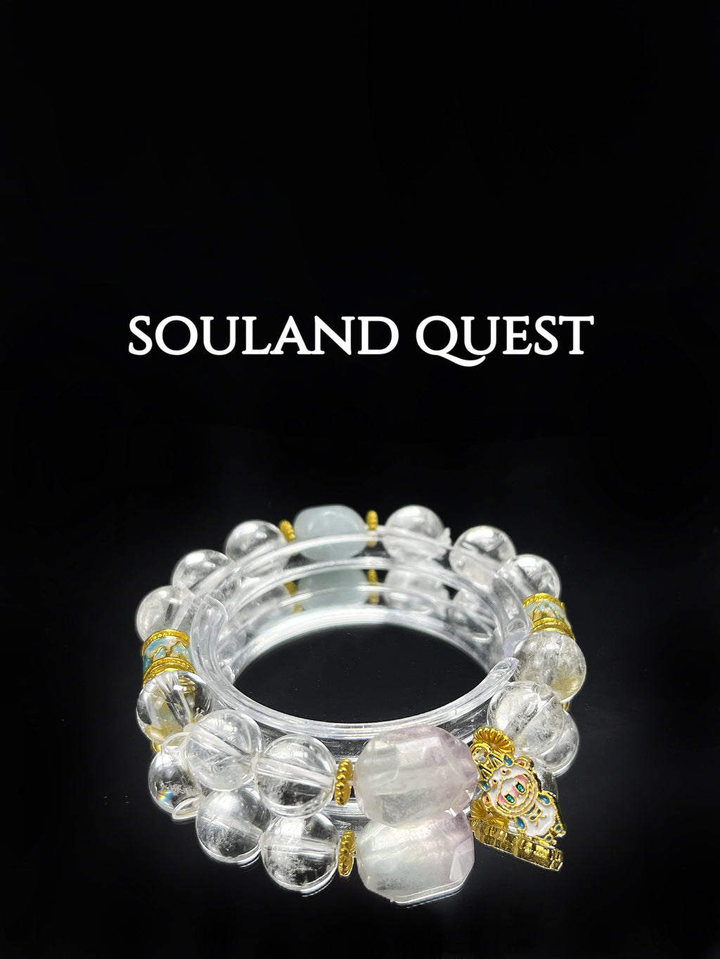 Labubu Essence Bracelet – Pink Tourmaline, White Quartz & Gold for Love, Balance & Healing - Souland Quest