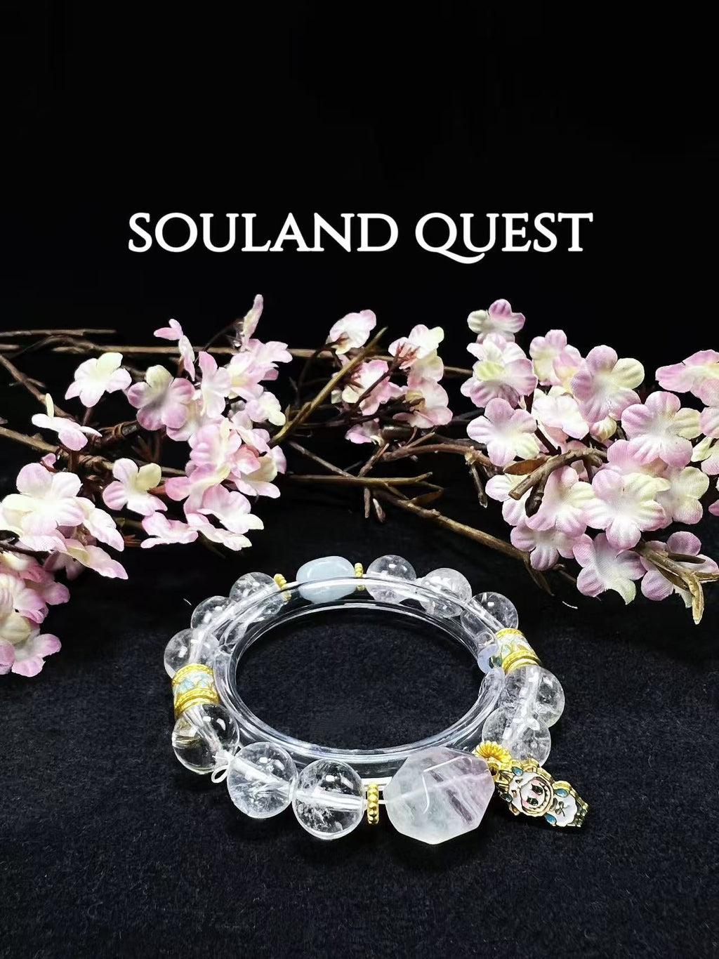 Labubu Essence Bracelet – Pink Tourmaline, White Quartz & Gold for Love, Balance & Healing - Souland Quest