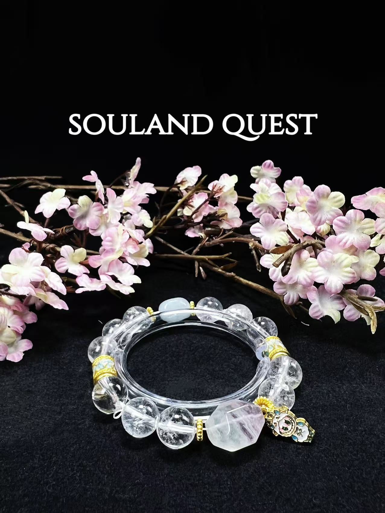 Labubu Essence Bracelet – Pink Tourmaline, White Quartz & Gold for Love, Balance & Healing - Souland Quest