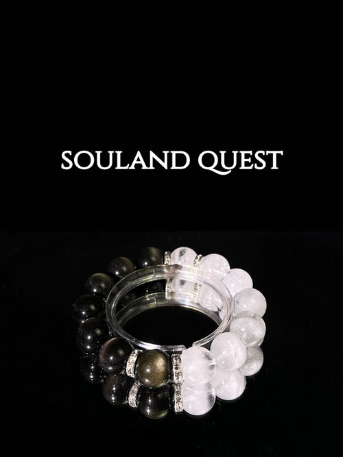 Luminary Path Bracelet – White Phantom Quartz, Golden Obsidian with Silver Highlights for Guidance & Strength ✨🔥 - Souland Quest